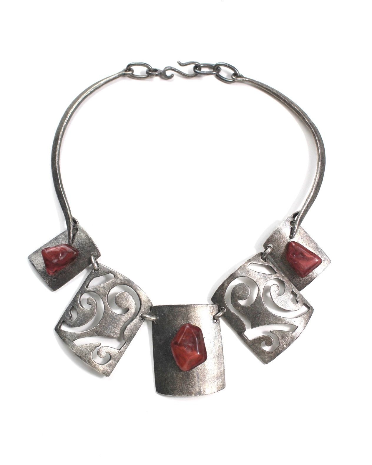 1980s Delphine Nardin Paris Abstract Openwork Necklace in Silver, Women's
