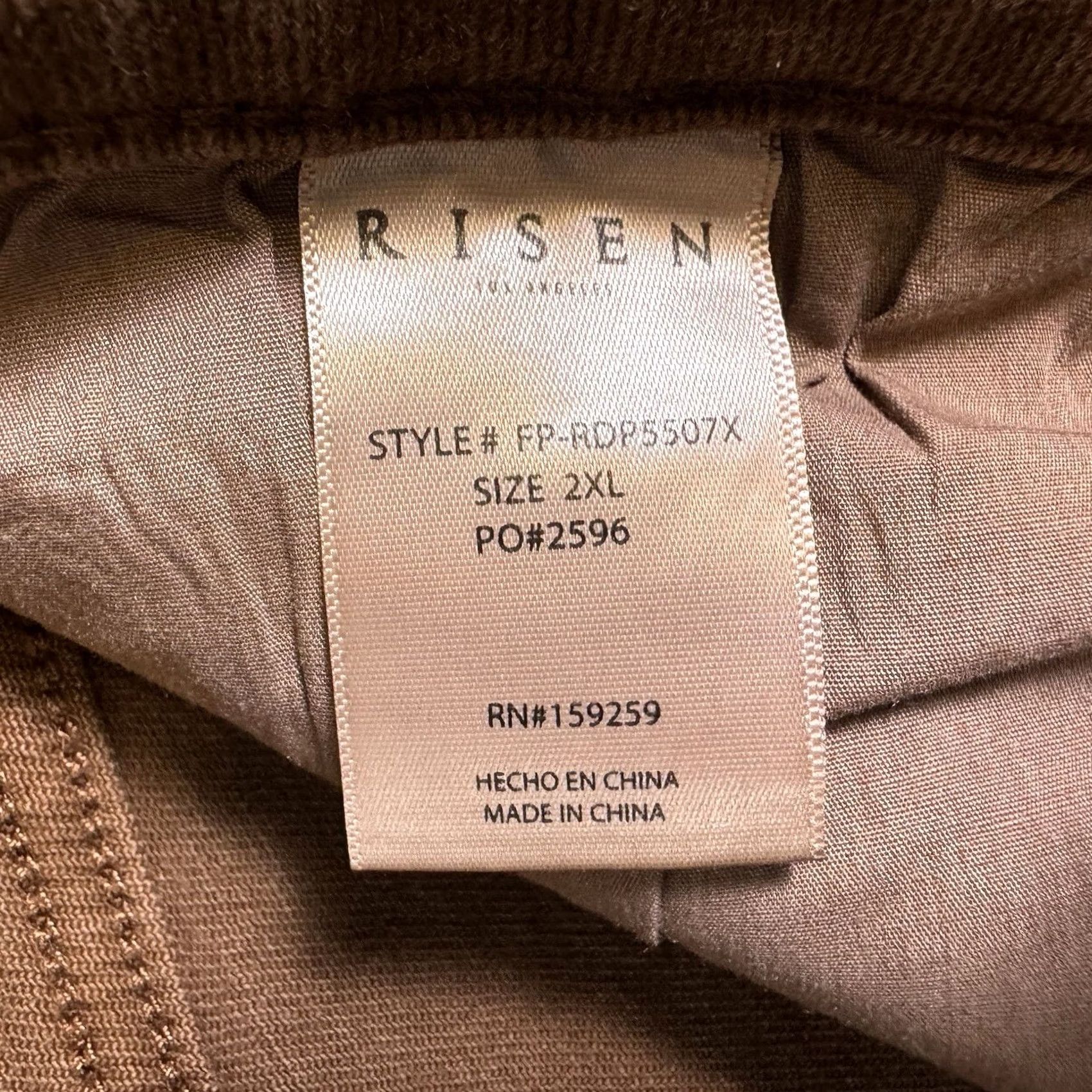 Vintage Risen Womens 2XL Wide Leg High Rise Tummy Control Raw Hem Denim Brown - New with Back Tag Size 40" / US 18 - 7 Thumbnail