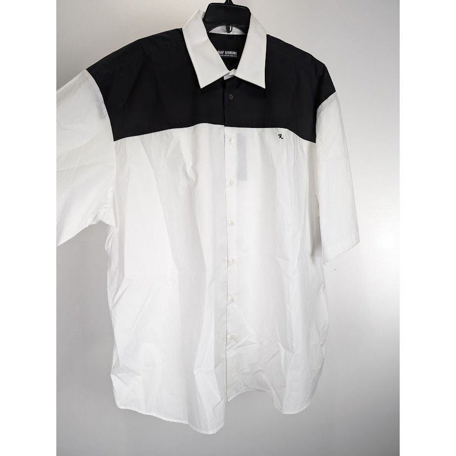 Raf Simons o1rshd1 Americano Bicolor Shirt With Embroidery White/Black Size US L / EU 52-54 / 3 - 9 Thumbnail