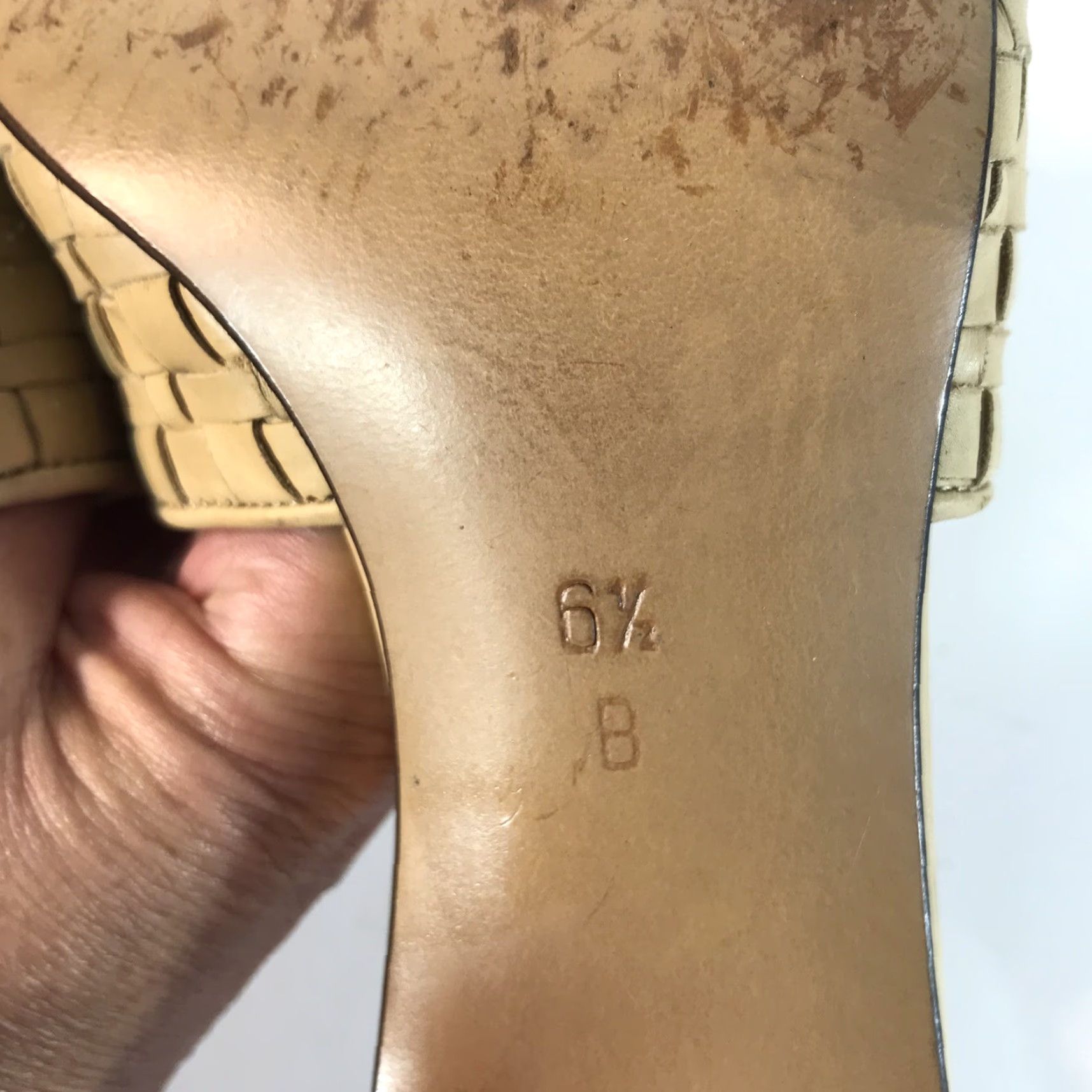 Cole Haan Cole Haan City Slides Beige Basket Weave Leather 3in Heel Womens Size 6.5B Size US 6.5 / IT 36.5 - 7 Thumbnail