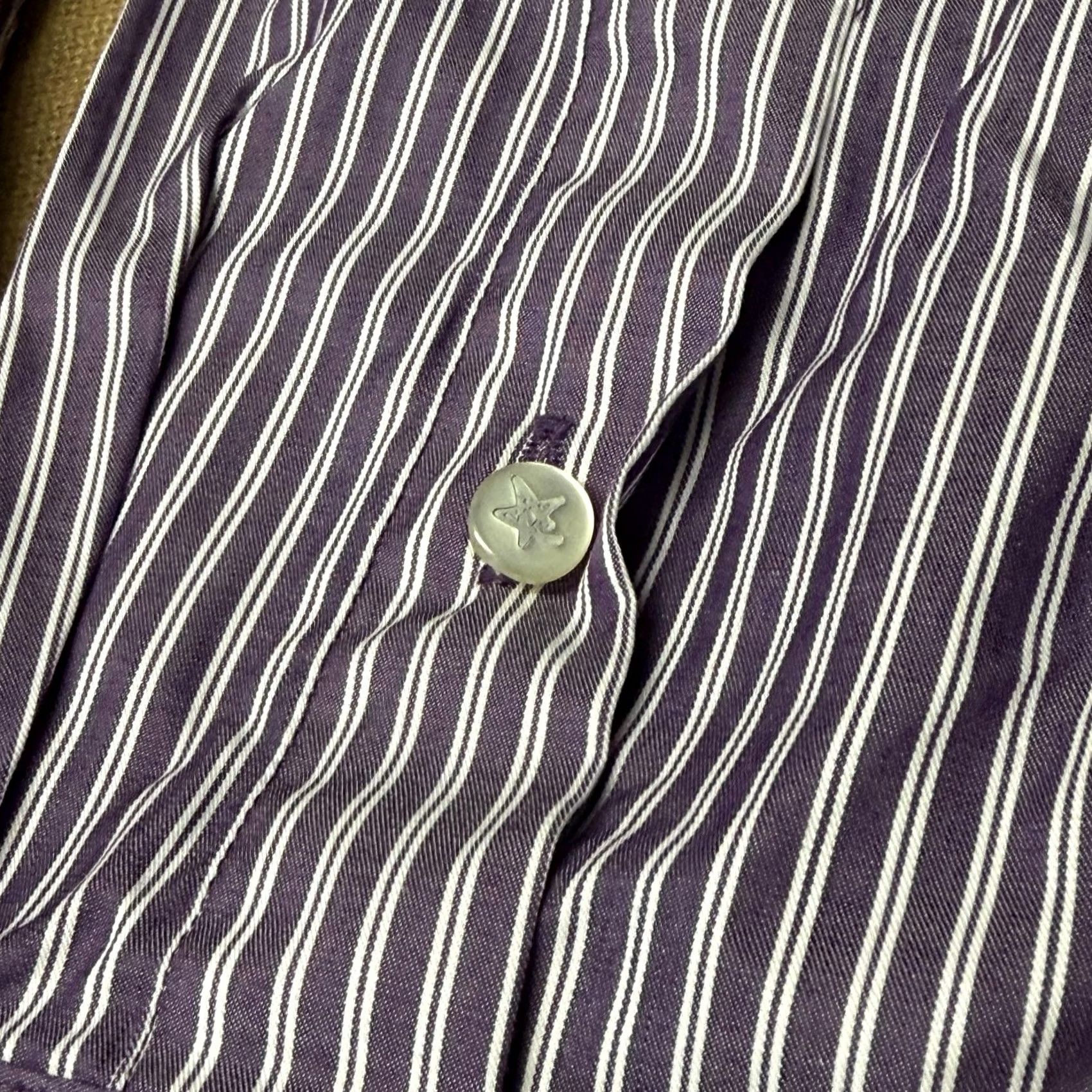 John Varvatos John Varvatos Shirt Mens 15.5 Purple Stripe Long Sleeve Dress 100% Cotton Size 42R - 6 Thumbnail