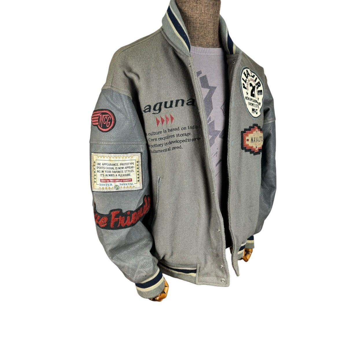 McGregor 🌟90s McGREGOR NAVAJO LEATHER VARSITY JACKET Size US L / EU 52-54 / 3 - 3 Thumbnail