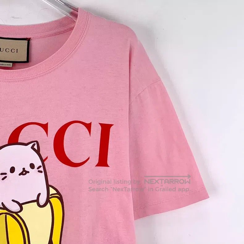 Gucci Gucci Pink banana cat print cotton round-neck short-sleeve Size XS / US 0-2 / IT 36-38 - 3 Thumbnail