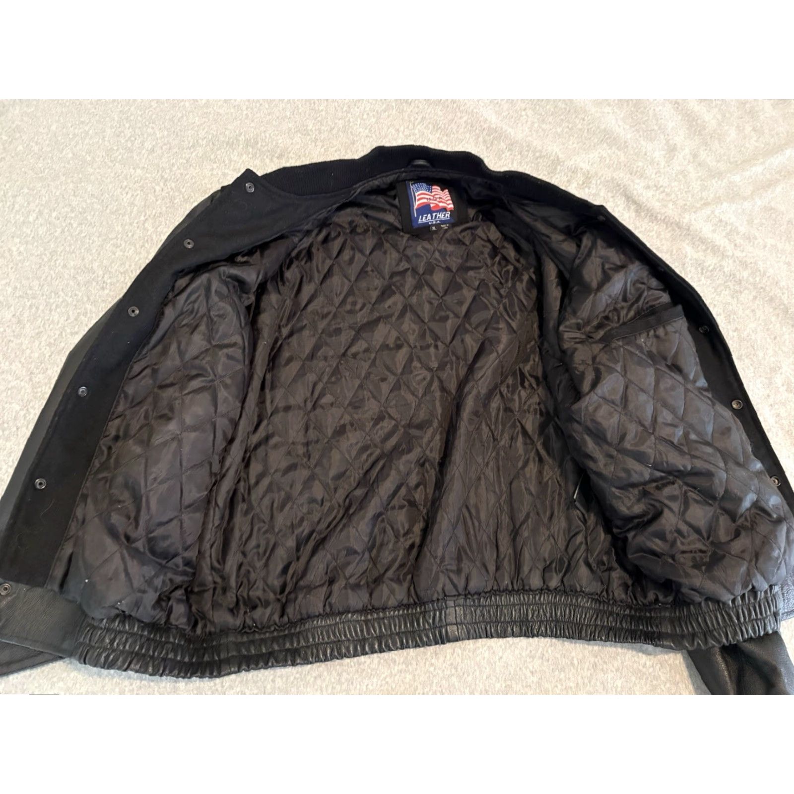 Vintage Shelby Black Wool Leather Jacket XL Men Size US XL / EU 56 / 4 - 4 Thumbnail