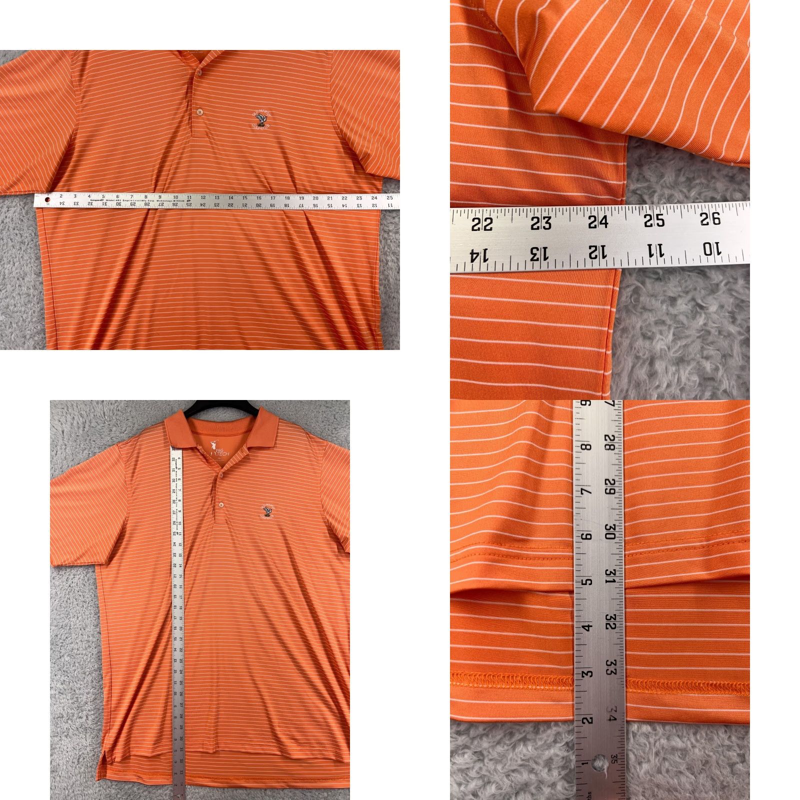 Vintage F&G Tech Polo Shirt Mens XL Orange Striped Golf Stretch Polyester 100% Polyester Shirt Polo Fashion Sports Classic Men’s Adults Regular Men Size US XL / EU 56 / 4 - 9 Thumbnail