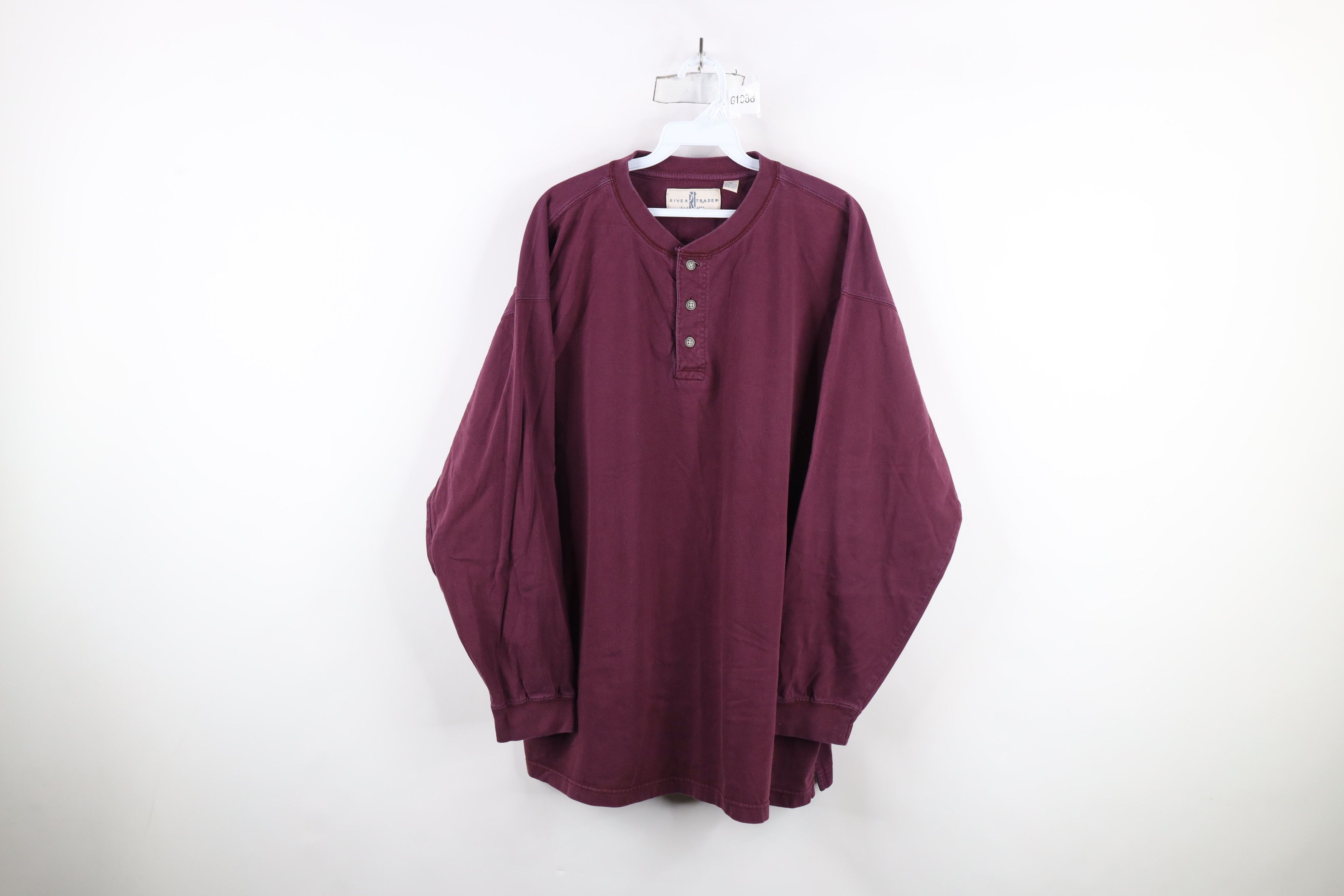 Vintage Vintage 90s Streetwear Long Sleeve Henley T-Shirt Purple Size US XL / EU 56 / 4 - 1 Thumbnail