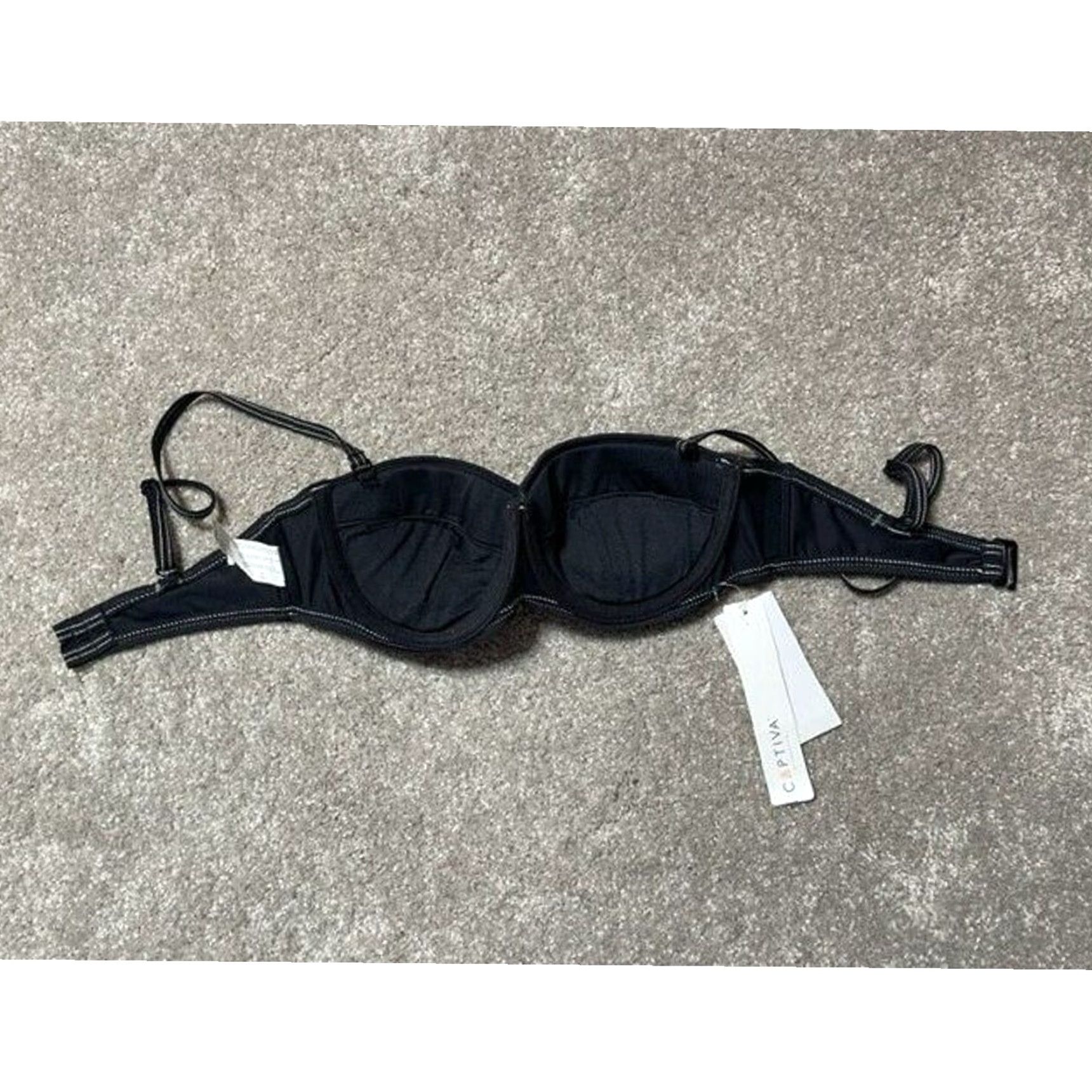 Denime Retro 90s Bikini Swim Top Small Underwire Padded Bustier Black Size S / US 4 / IT 40 - 3 Thumbnail