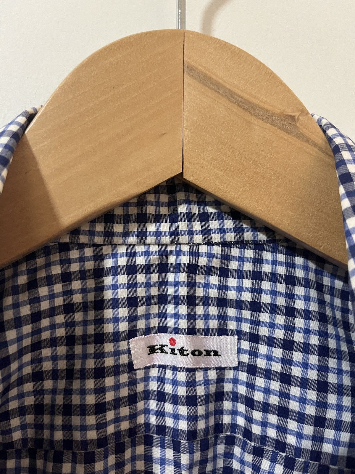 Kiton Kiton Napoli Button Up Shirt Blue Check Cotton Size US M / EU 48-50 / 2 - 3 Thumbnail