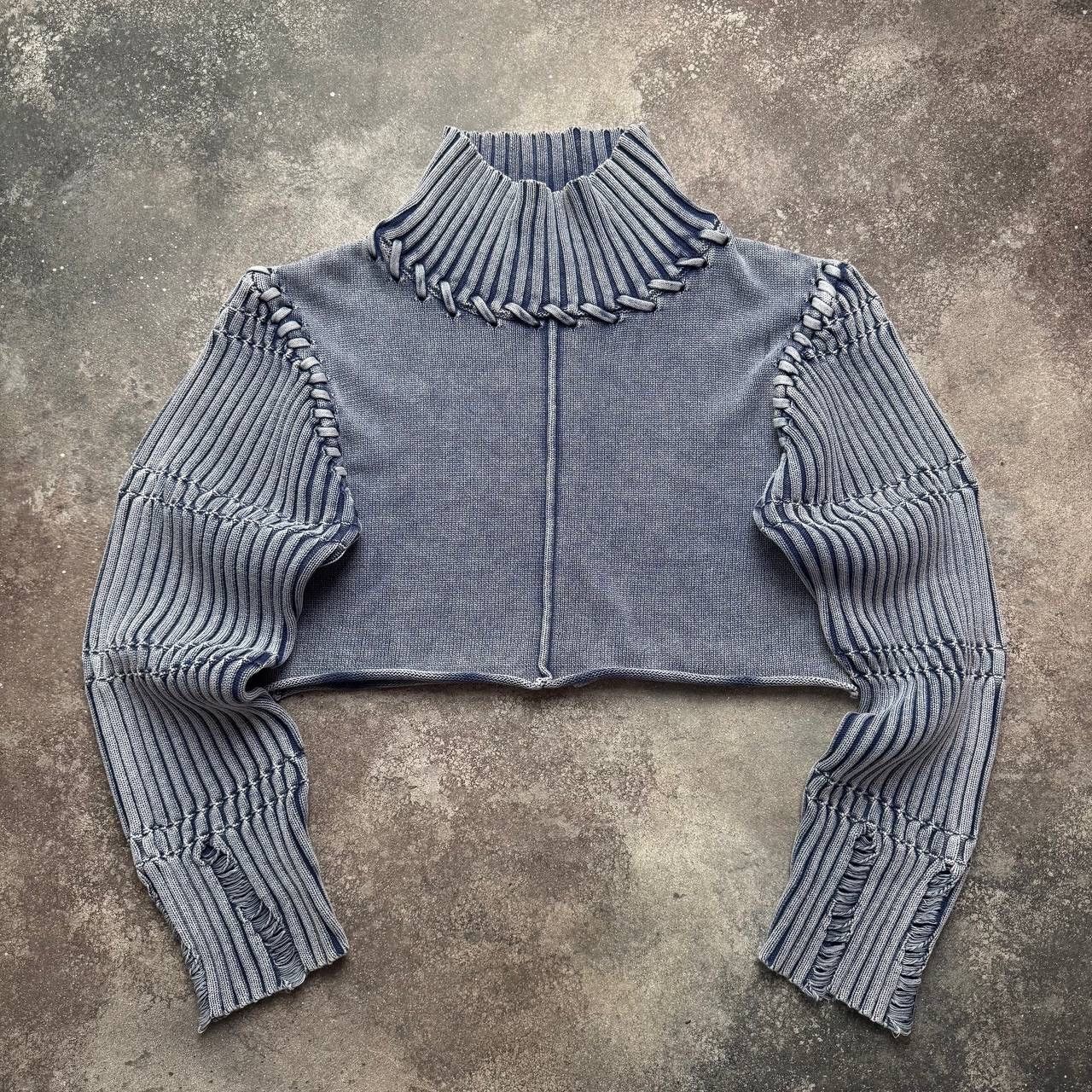 Hysteric Glamour × Japanese Brand × Vintage Japanese Style Washed/Faded Cropped Ribbed Sweater Size L / US 10 / IT 46 - 1 Thumbnail