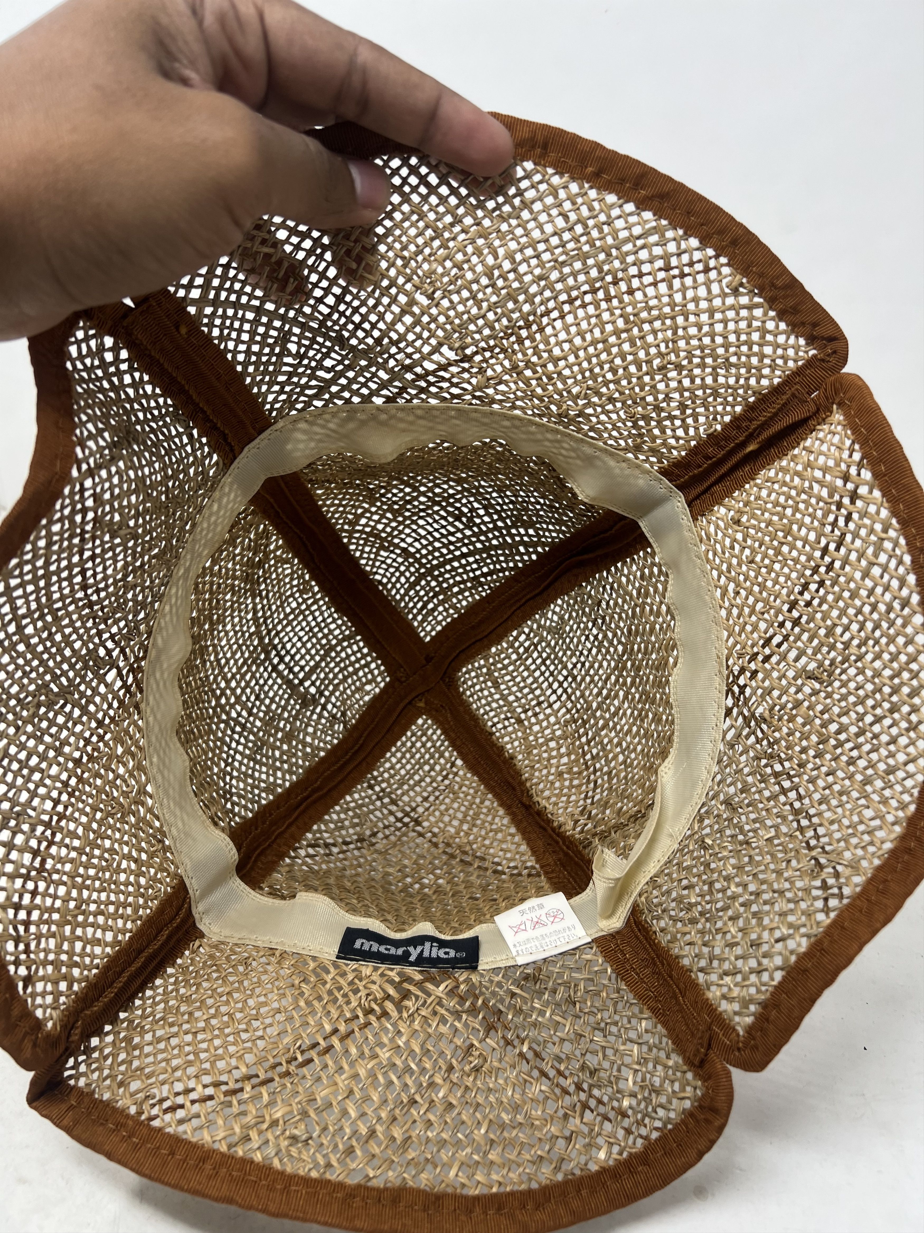 Japanese Brand Marylia Straw Pith Safari Trucker Hat Size ONE SIZE - 9 Thumbnail