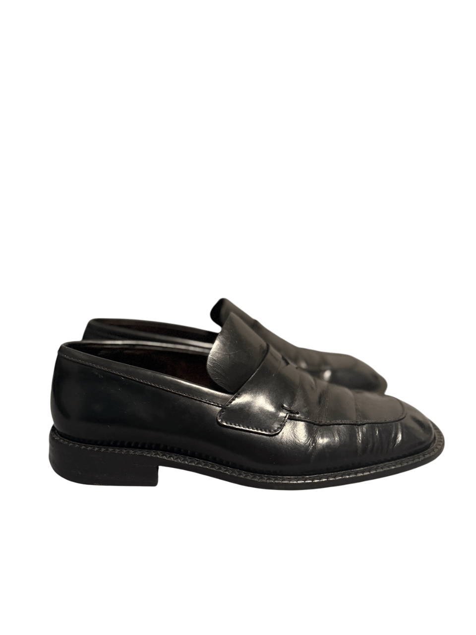 Prada Prada Black Leather Penny Loafers Vero Cuoio Size US 8 / EU 41 - 2 Thumbnail