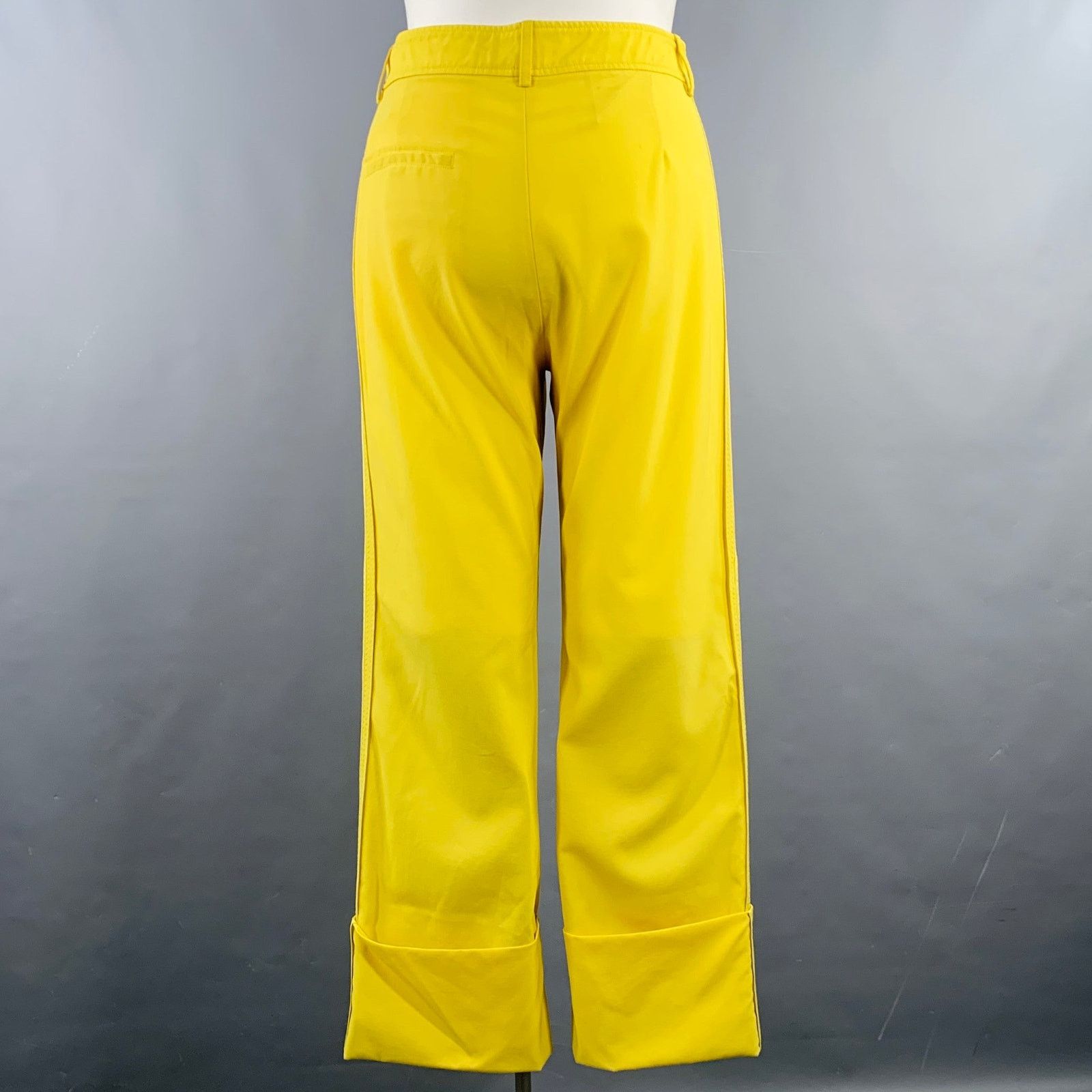 Rochas ROCHAS Size L Neon Yellow Wool Cropped Casual Pants Size 32" / US 10 / IT 46 - 2 Thumbnail