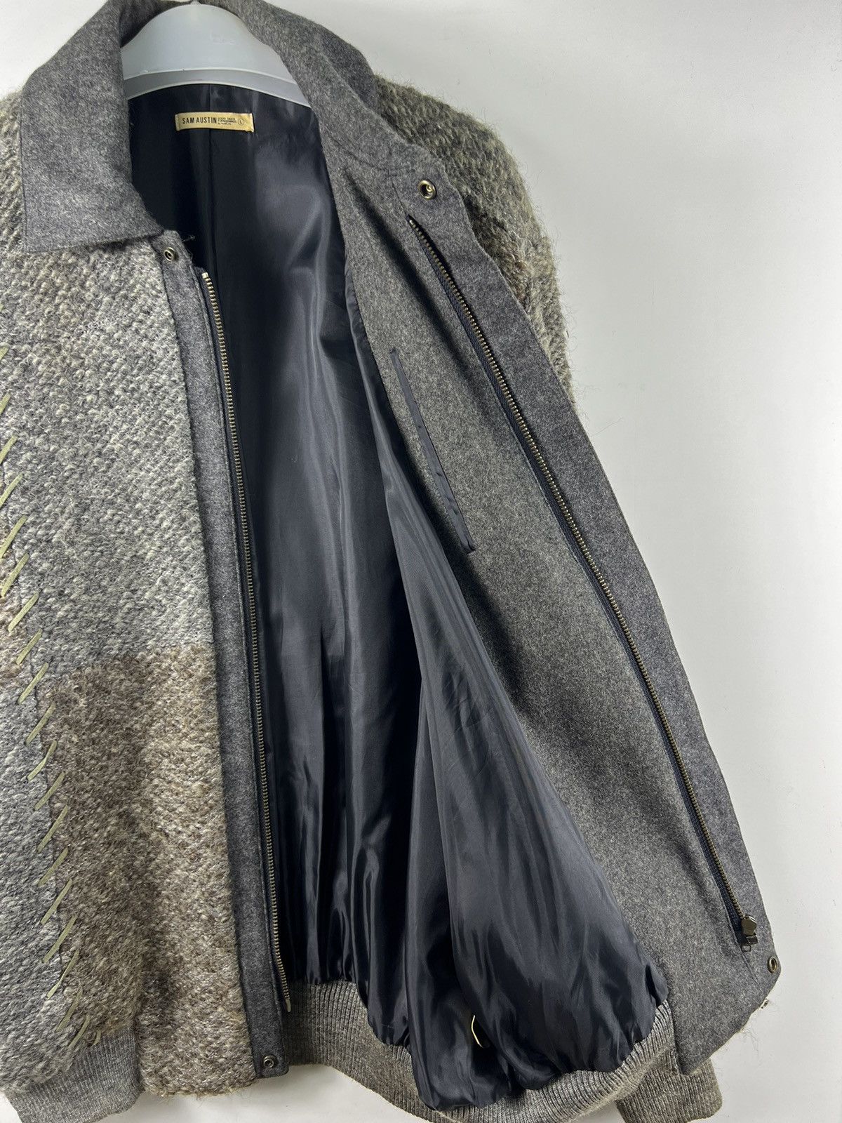 Homespun Knitwear 🔥 Sam Austin Naigai two tone Mohair knit Bomber jacket - L Size US L / EU 52-54 / 3 - 8 Thumbnail