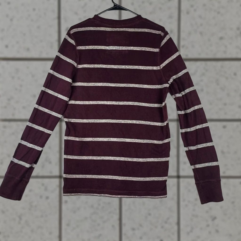 Abercrombie & Fitch Abercrombie & Fitch Men’s L Muscle Fit Long Sleeve Cotton Stripe Tee Maroon Gray Shirt Mens Regular Crew Neck Logo Knit Vintage No Size US L / EU 52-54 / 3 - 1 Thumbnail