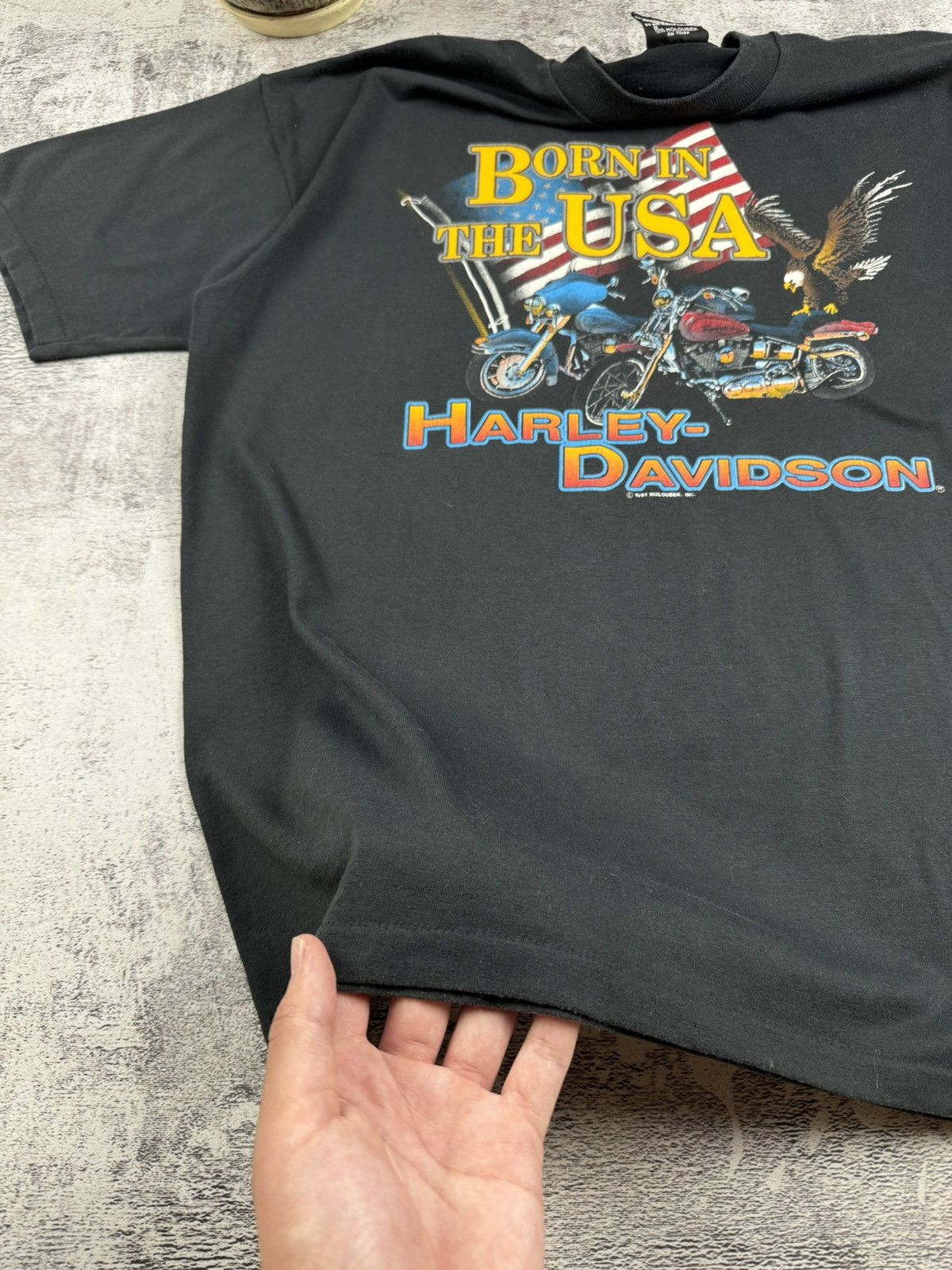 Harley Davidson 1991 Harley Davidson Holoubek Born in the USA Eagle T Shirt Size US XL / EU 56 / 4 - 10 Thumbnail