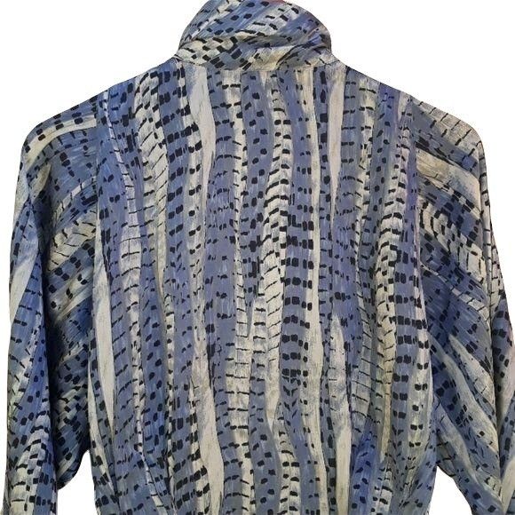 Vintage Vtg Rare Blouse Sz 12 Blue Renaissance Python Mock Neck Bish Size XL / US 12-14 / IT 48-50 - 6 Thumbnail