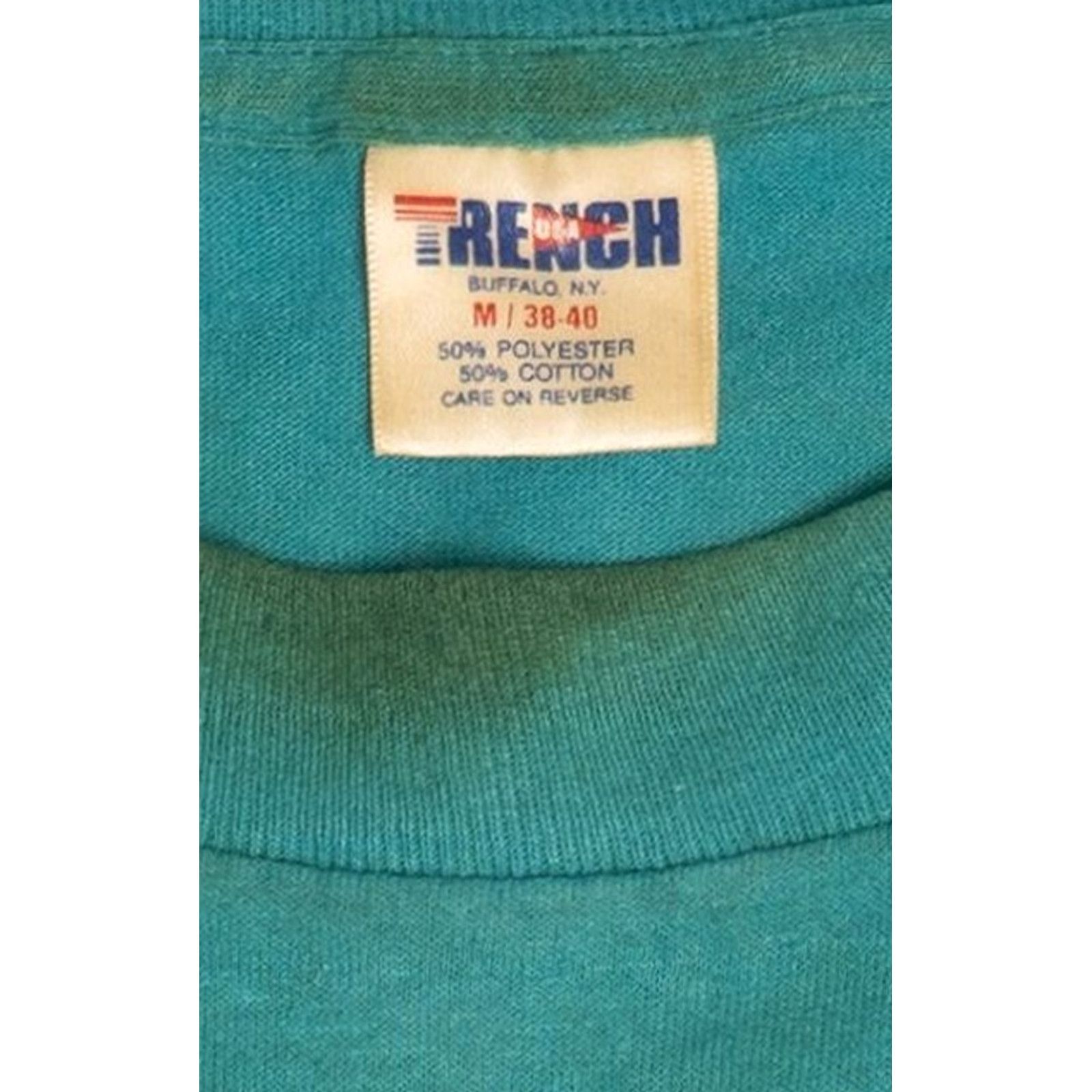 NHL VINTAGE San Jose Sharks NHL Hockey Single Stitch Trench T-Shirt 1990s Unisex Adults Medium Turquoise Blue Shirt Mens Womens Girls Boys Size US M / EU 48-50 / 2 - 4 Thumbnail