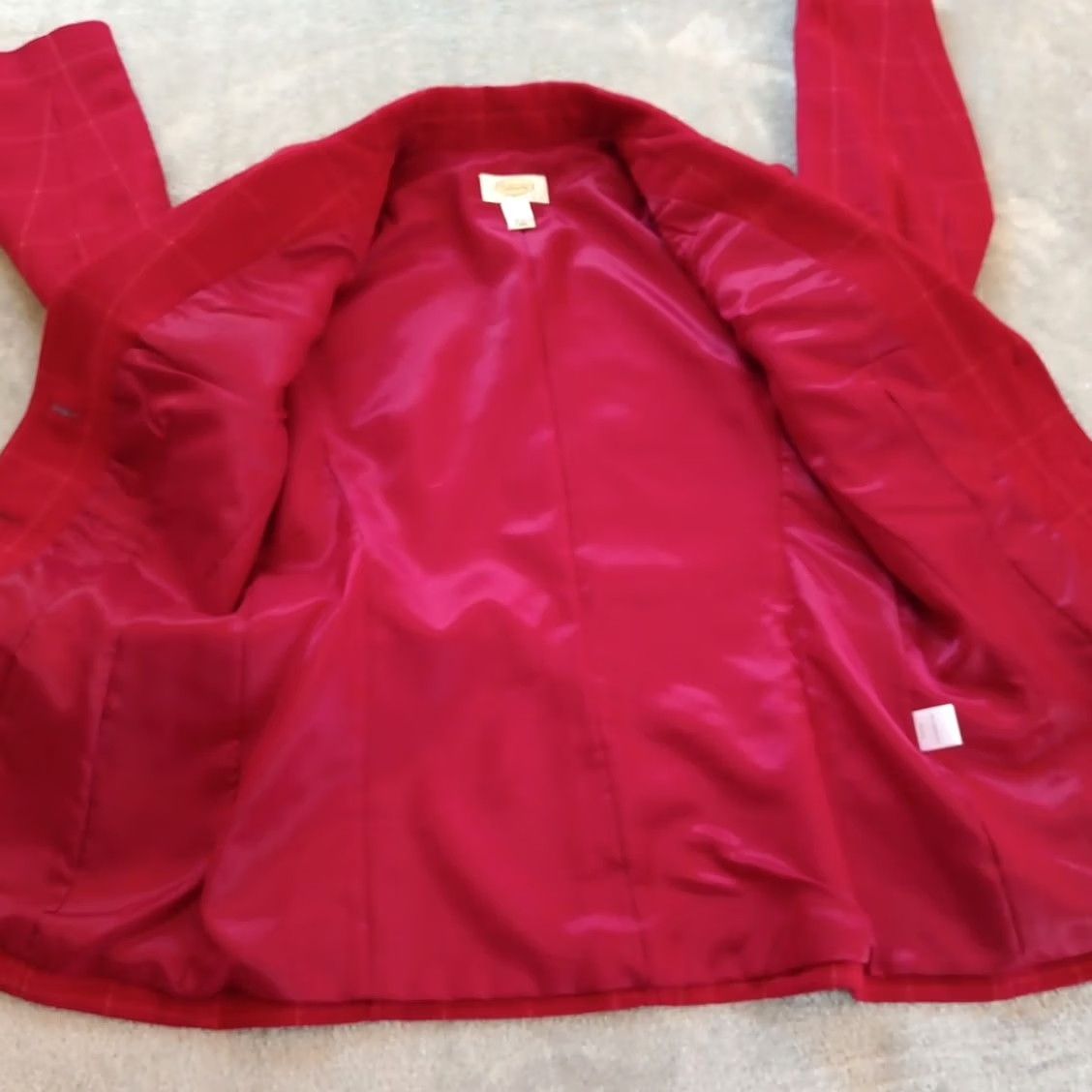 Talbots Talbots Petite Blazer Womens Size 6P Red Plaid Wool Blend Three-Button Notch Lapel Jacket Size M / US 6-8 / IT 42-44 - 7 Thumbnail