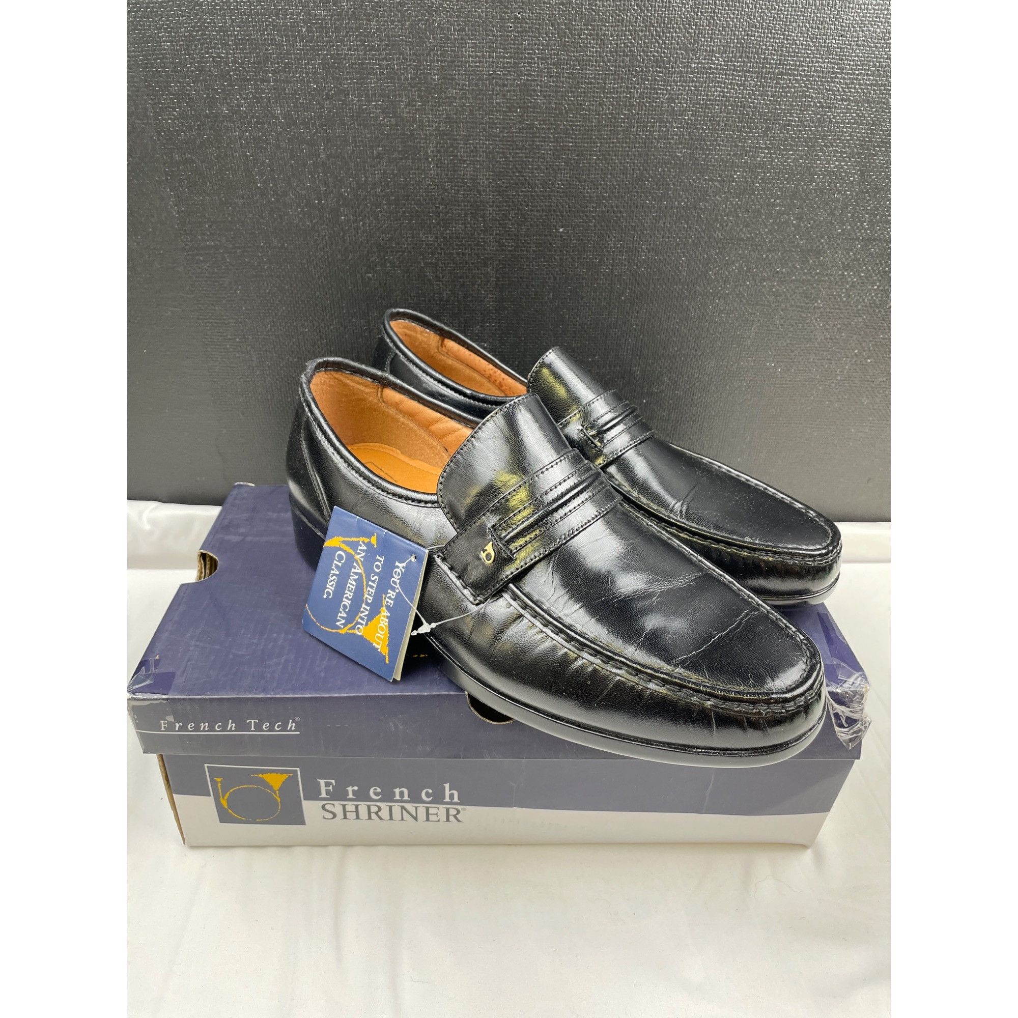 Other French Shriner Men's Black Leather Shoes/ Loafers Size 12M S Size US 12 / EU 45 - 1 Thumbnail