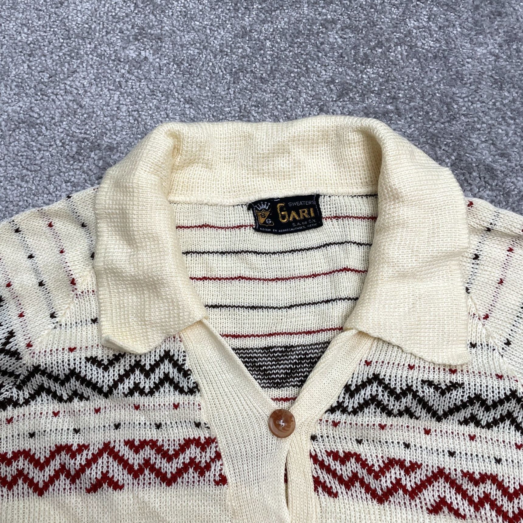Vintage VINTAGE Gari Cardigan Sweater Womens M Beige Argyle Collared Button Down Knit Luxury Classic Designer Womens Size M / US 6-8 / IT 42-44 - 3 Thumbnail