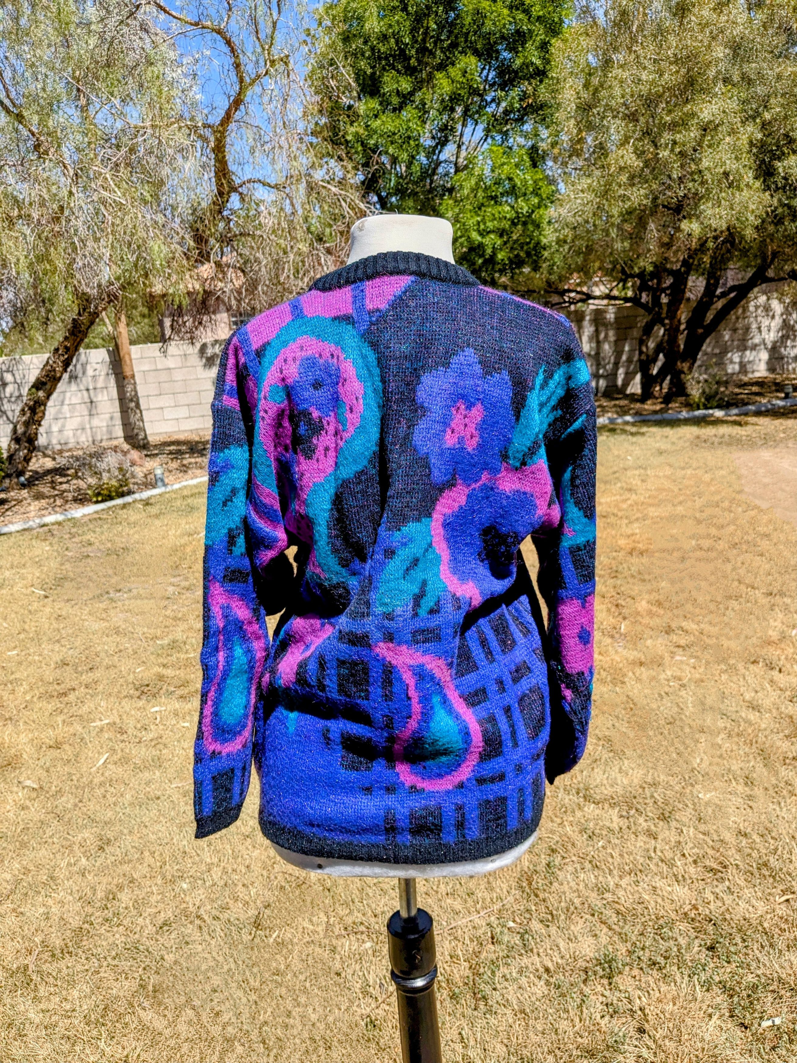 Vintage 1980s VTG Honey Petite Acrylic/Nylon Cardigan Sweater Top Size M / US 6-8 / IT 42-44 - 4 Thumbnail