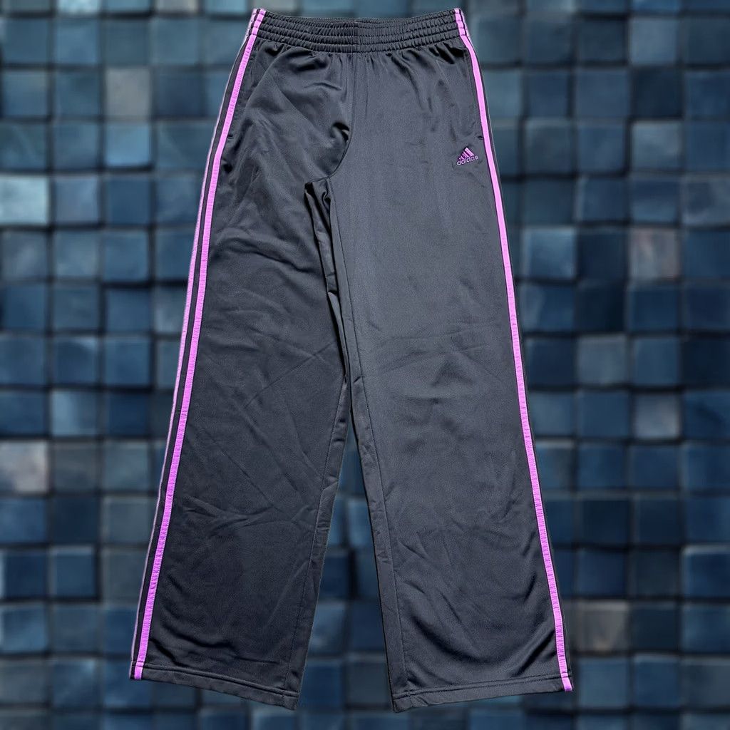 Adidas adidas Sweatpants Mens Medium Gray Purple 3 Stripe Track Warm Ups Active Size US 31 - 1 Thumbnail
