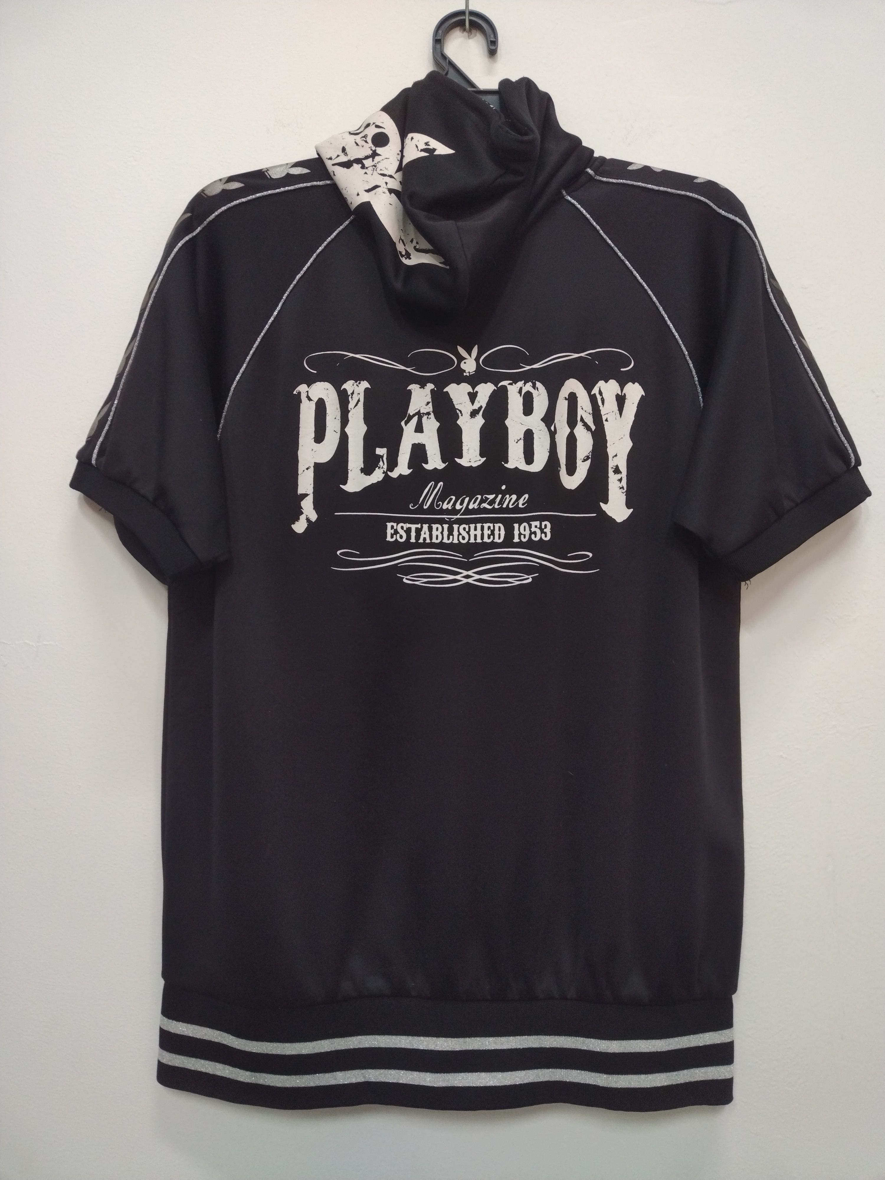 Playboy × Vintage 💥Hoodie S/sleeve zipper Playboy Nice big ori crack print Size L / US 10 / IT 46 - 1 Thumbnail