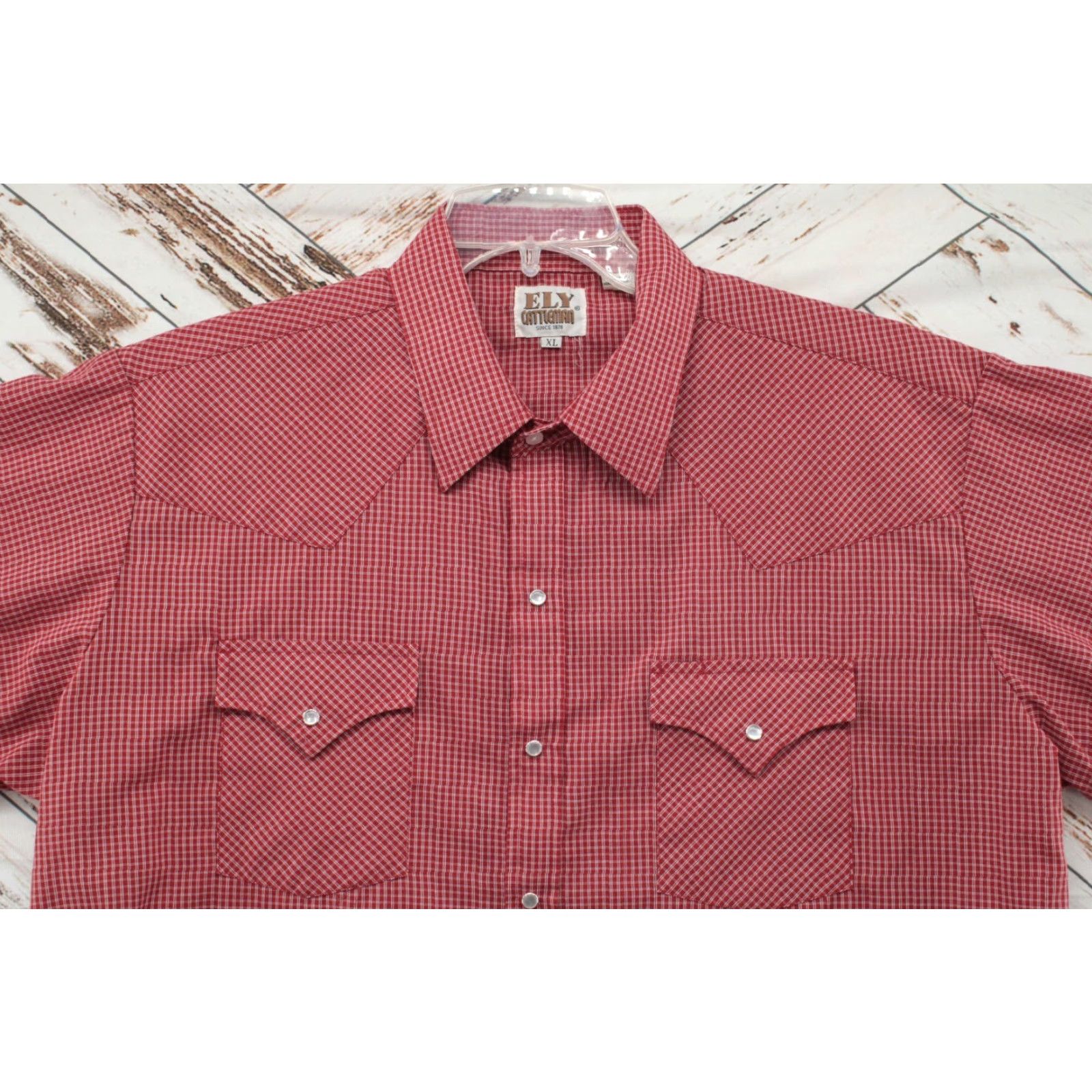 Vintage VINTAGE Ely Cattleman Shirt Men’s XL Red Checks Short Sleeve Pearl Snap Cowboy Size US XL / EU 56 / 4 - 3 Thumbnail