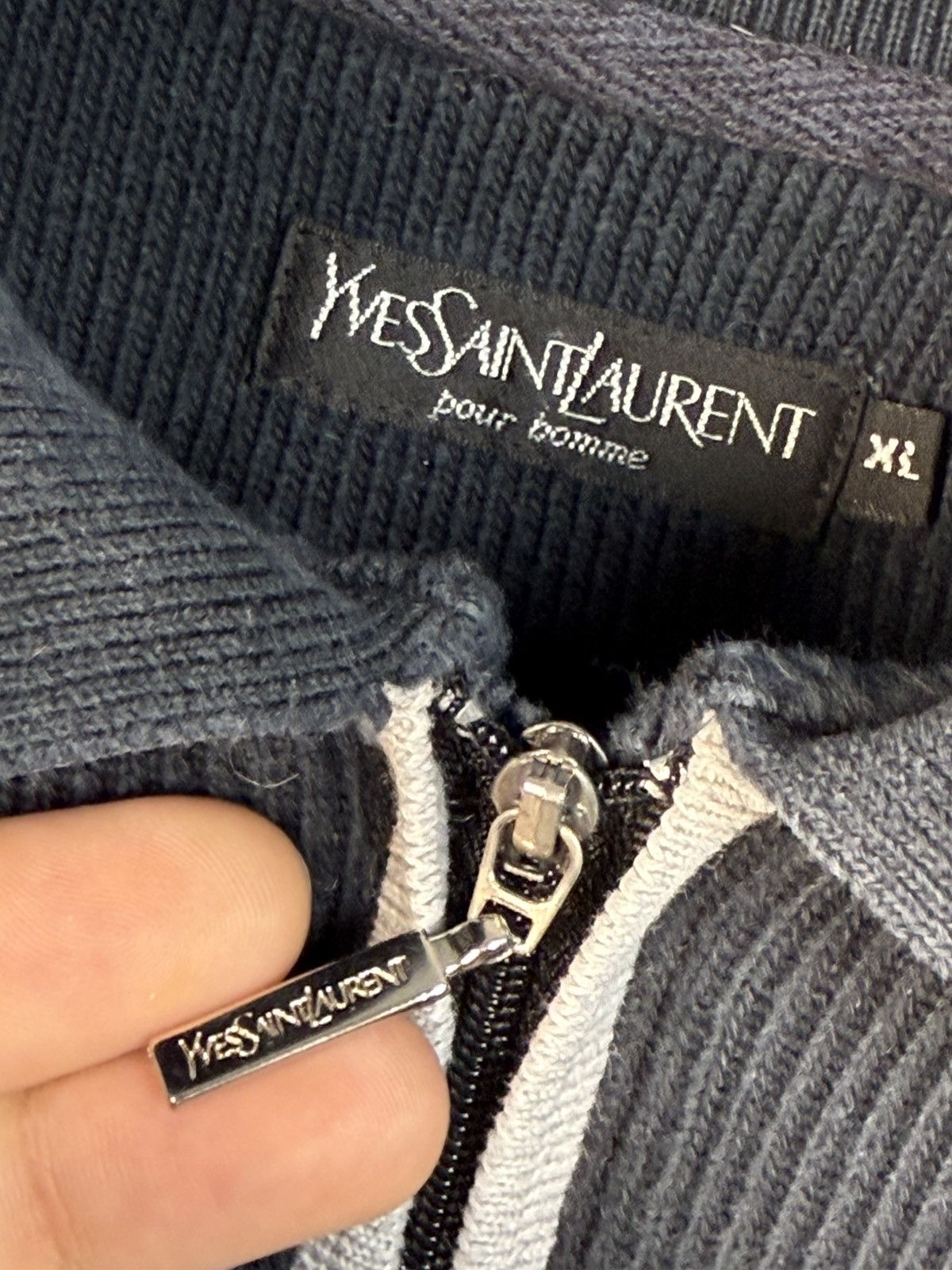 Yves Saint Laurent 90s YSL Sweatshirt 1/4 Quarter Zip Black Vintage Sweater Size US XL / EU 56 / 4 - 5 Thumbnail