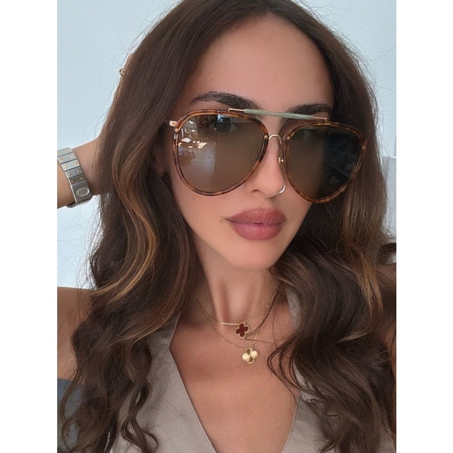 Gucci NEW Gucci GG0672S Havana Brown Green Lens Aviator Sunglasses Size ONE SIZE - 1 Thumbnail
