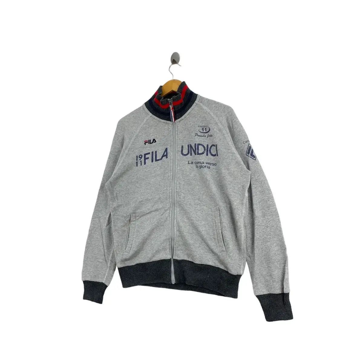 Fila Vintage FILA UNDICI Print Full Zipper Grey Light Jacket Size US XL / EU 56 / 4 - 10 Thumbnail