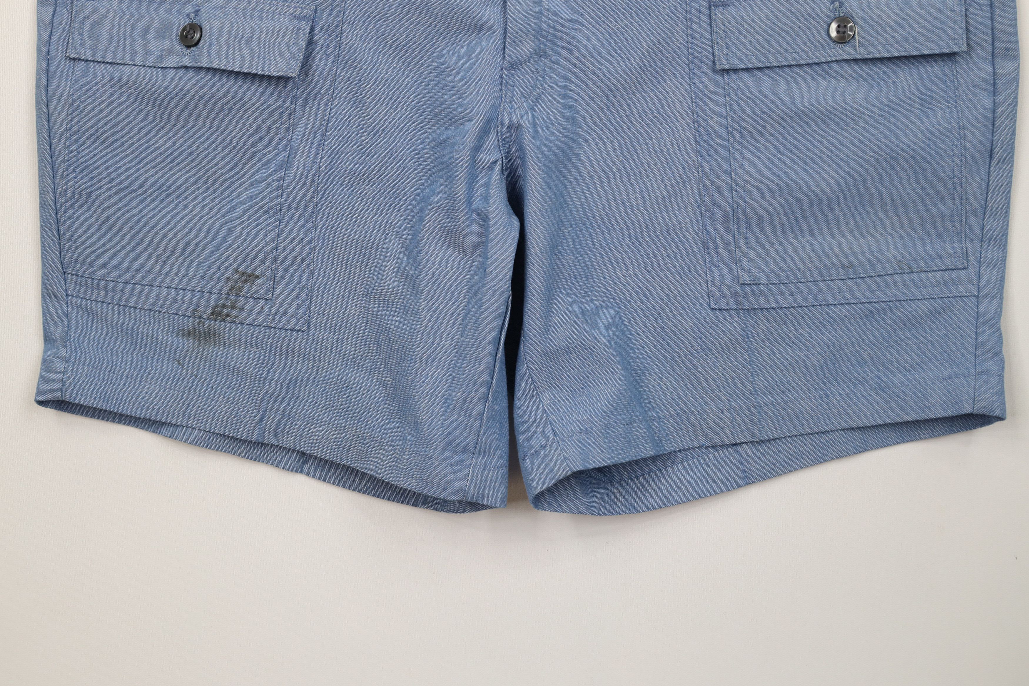 Vintage Vintage 70s Streetwear Chambray Above Knee Shorts Blue USA Size US 36 / EU 52 - 4 Thumbnail