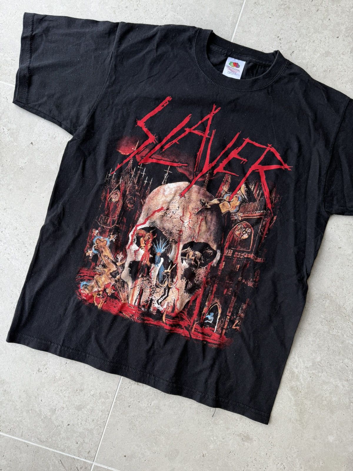Band Tees Slayer T-Shirt SKULL TRIO Heavy Metal Rock Band Tee Size US M / EU 48-50 / 2 - 3 Thumbnail
