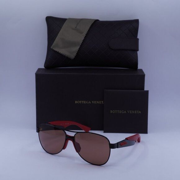Bottega Veneta Bottega Veneta BV1231S 004 Sunglasses Black/Red Aviator Size ONE SIZE - 9 Thumbnail
