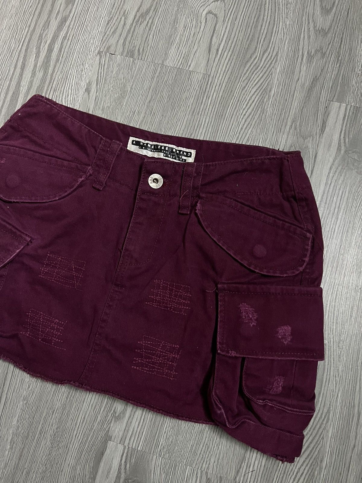 Japanese Brand Dark Purple cargo pocket mini skirt ☮️🖤 Size 26" / US 2 / IT 38 - 8 Thumbnail