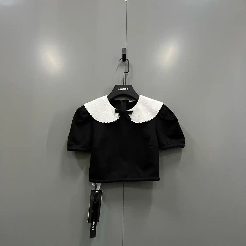 Miu Miu Miu Miu Black Short Sleeve Crop T-Shirt 0089 Size ONE SIZE - 1 Thumbnail
