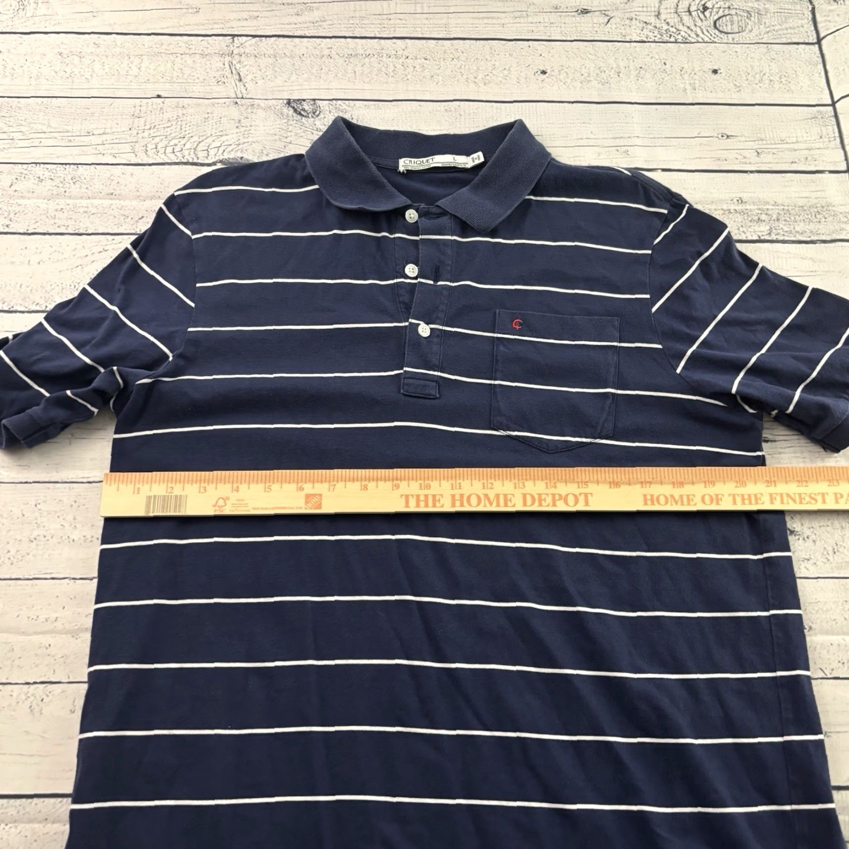 Vintage Criquet Striped Short Sleeve Pocket Golf Polo Shirt Men's L Blue White Size US L / EU 52-54 / 3 - 5 Thumbnail