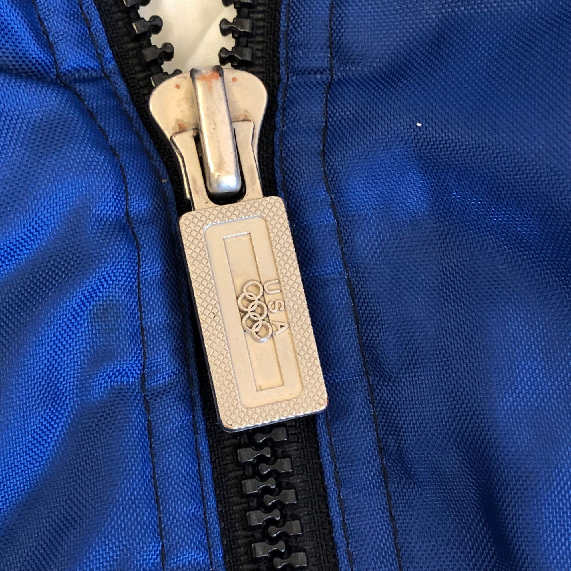 USA Olympics Vtg JcPenney Blue Nylon COLORBLOCK USA OLYMPICS Coat Size US L / EU 52-54 / 3 - 7 Thumbnail