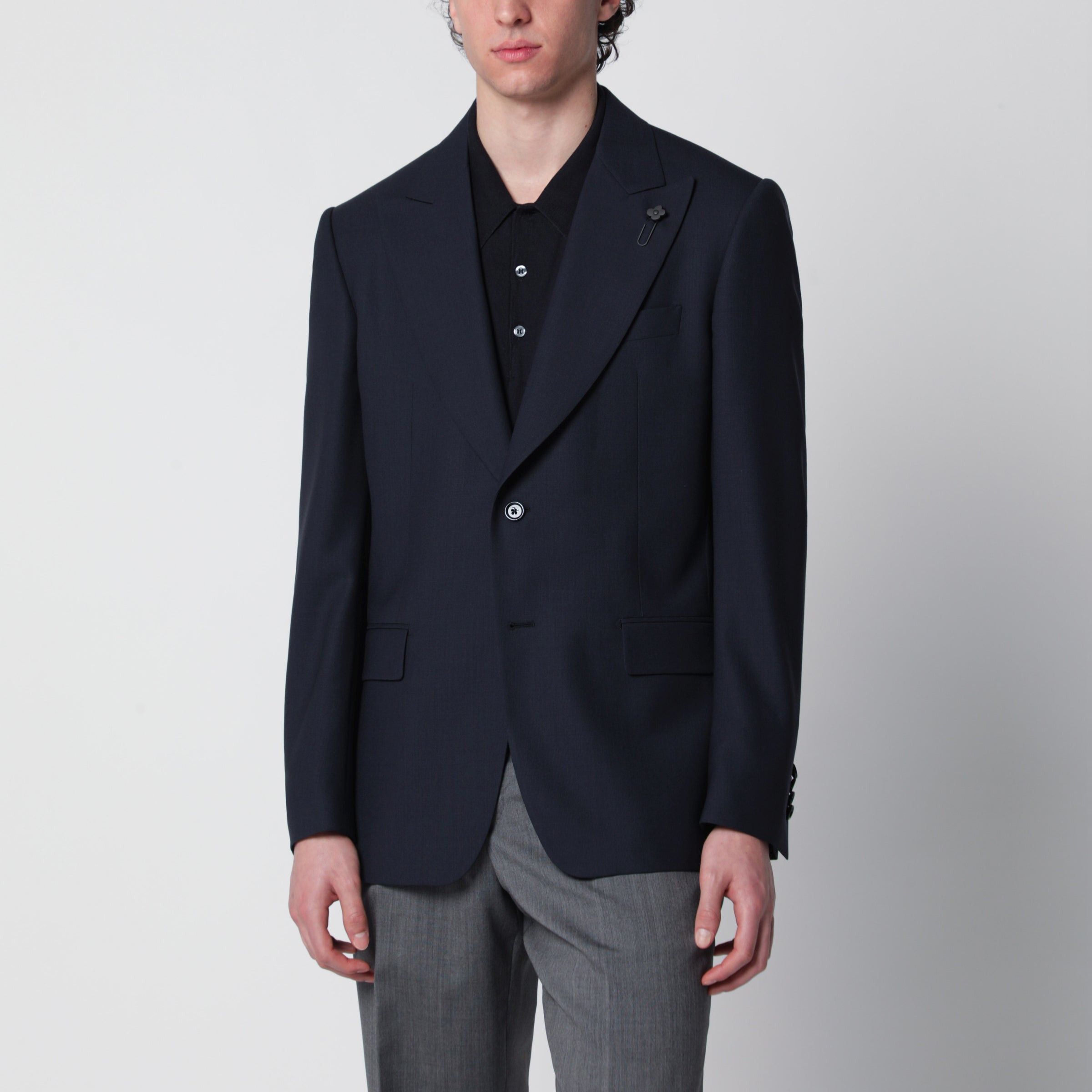 Lardini Lardini Single-Breasted Blue Wool Jacket Size US L / EU 52-54 / 3 - 1 Thumbnail