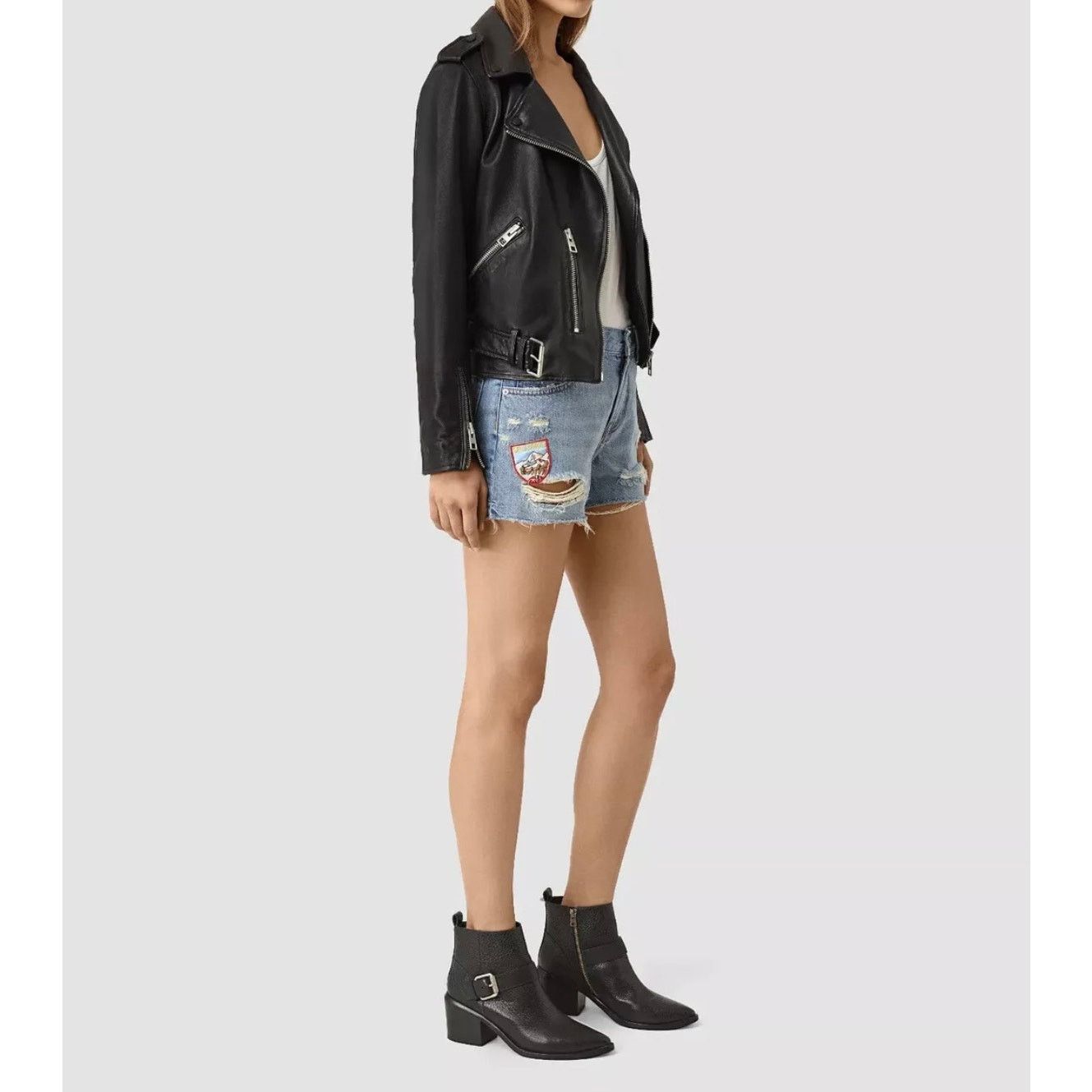 Allsaints allsaints kate distressed patches denim jean shorts Size 26 Size 26" / US 2 / IT 38 - 11 Thumbnail