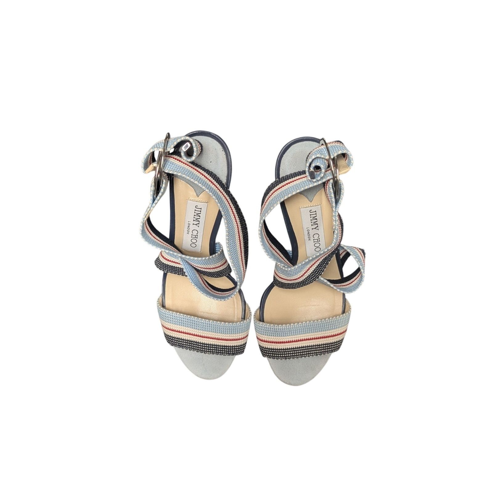 Jimmy Choo Jimmy Choo Bailey 100 Mix Blue Canvas Sandal Heels Size 8 US Size US 8 / IT 38 - 2 Thumbnail