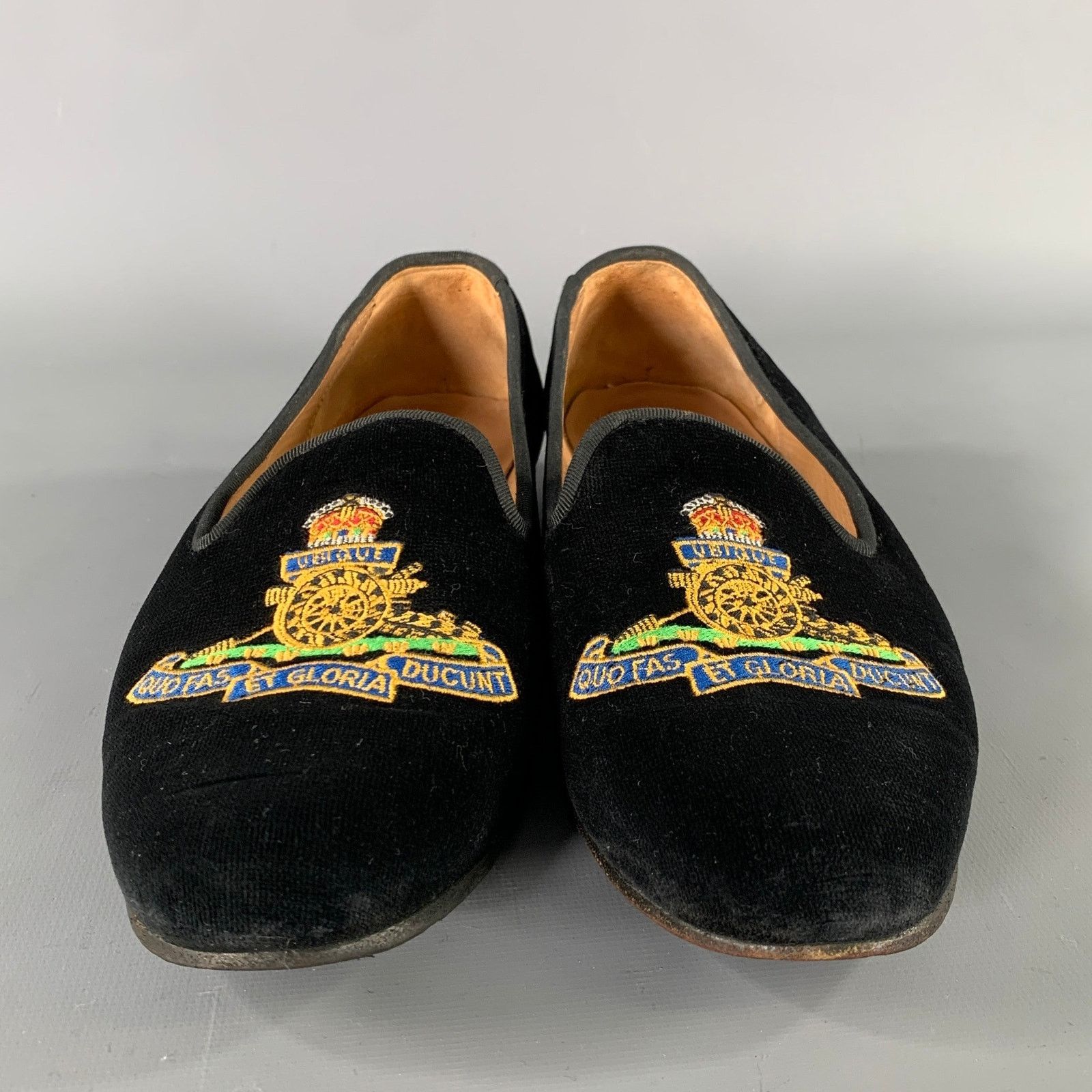 Stubbs & Wootton STUBBS & WOOTTON Size 9 Black Velvet Embroidered Loafer Size US 9 / IT 39 - 3 Thumbnail