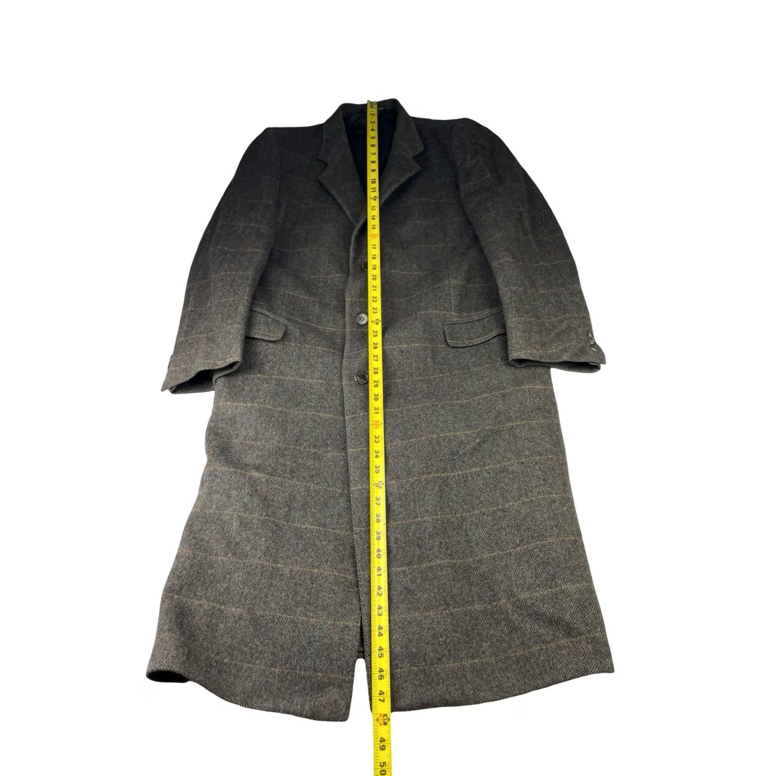 Vintage VINTAGE Bespoke Coat Overcoat Trench Wool Tweed Green/Tan Plaid Italy 43L Men's Size US XS / EU 42 / 0 - 7 Thumbnail