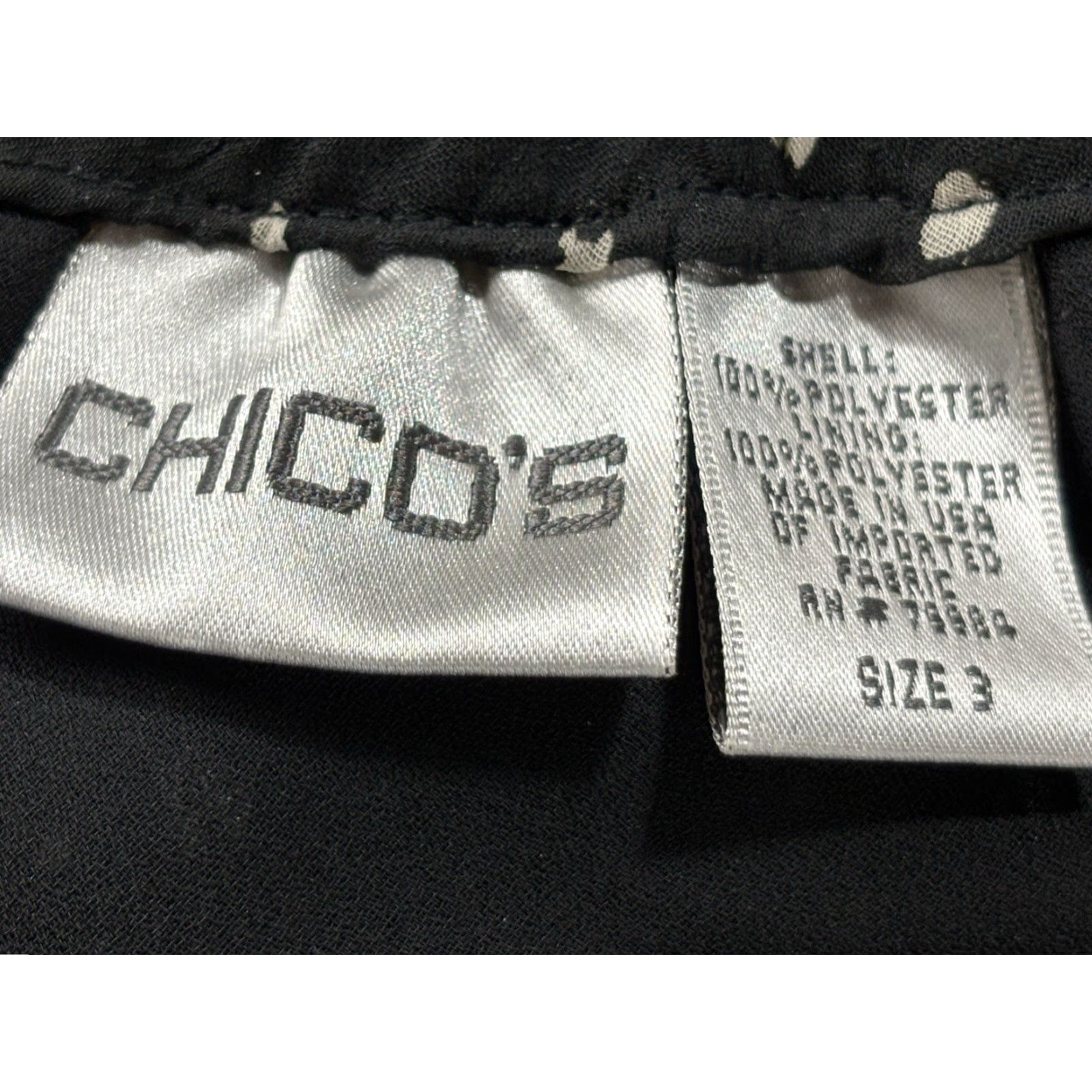 Vintage Chicos Polka Dot Midi Skirt Sz 3 US X-Large Black White Layered Flounce Flowy Size 40" / US 18 - 5 Thumbnail