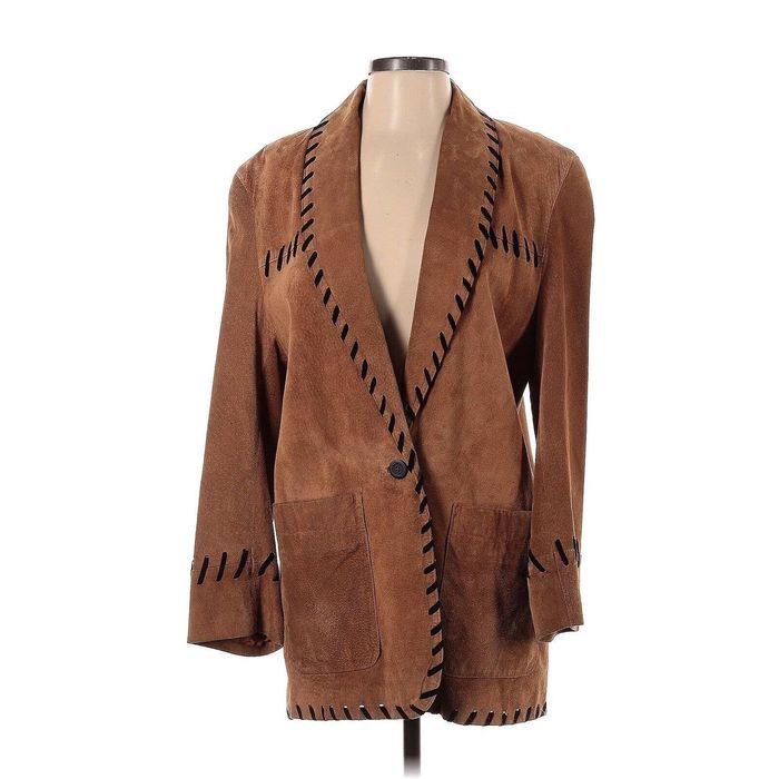 Vintage Cayenne Cognac Suede Leather Jacket Tan Whipstitch Western ...
