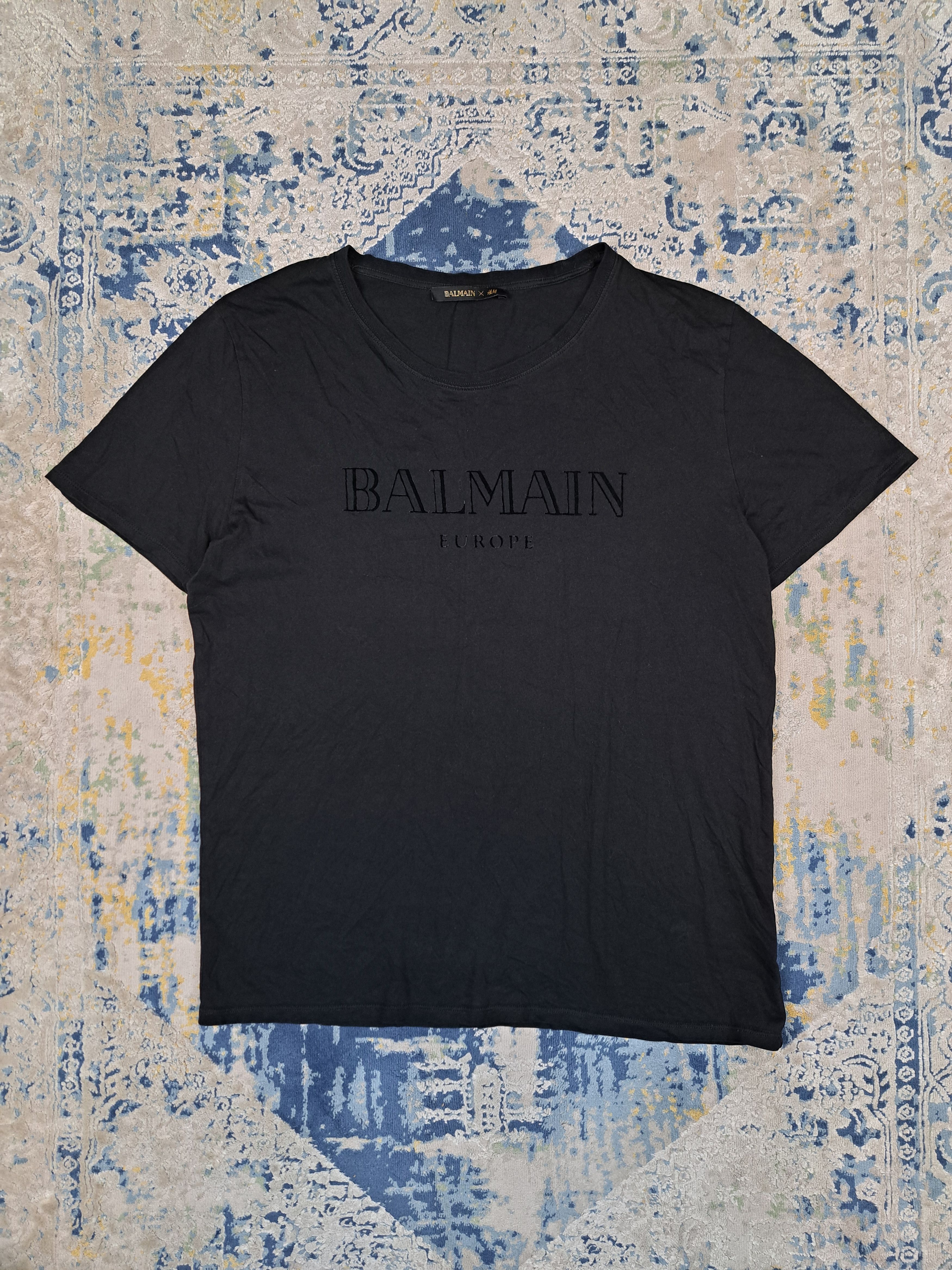 Balmain × H&M Balmain x H&M Europe Big Logo Black Tee Luxury Designer Size US L / EU 52-54 / 3 - 1 Thumbnail