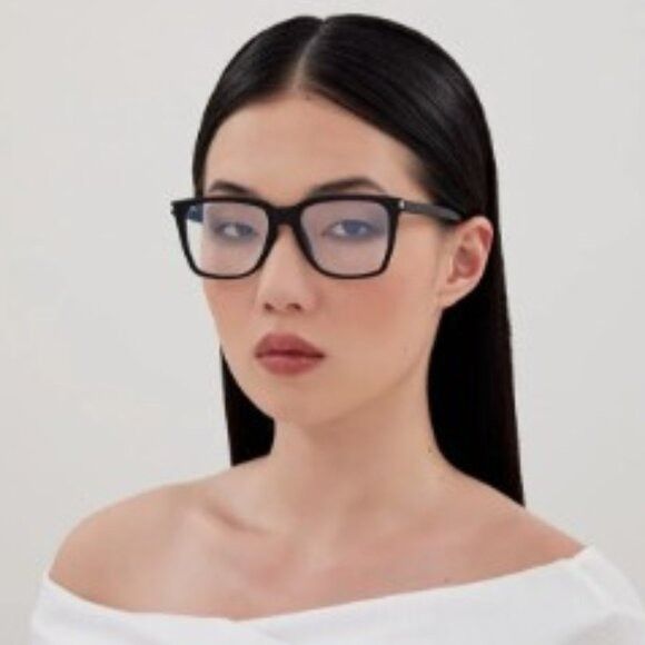 Saint Laurent Paris Saint Laurent SL717 SLIM 003 Eyeglasses Havana 54mm Square Size ONE SIZE - 6 Thumbnail