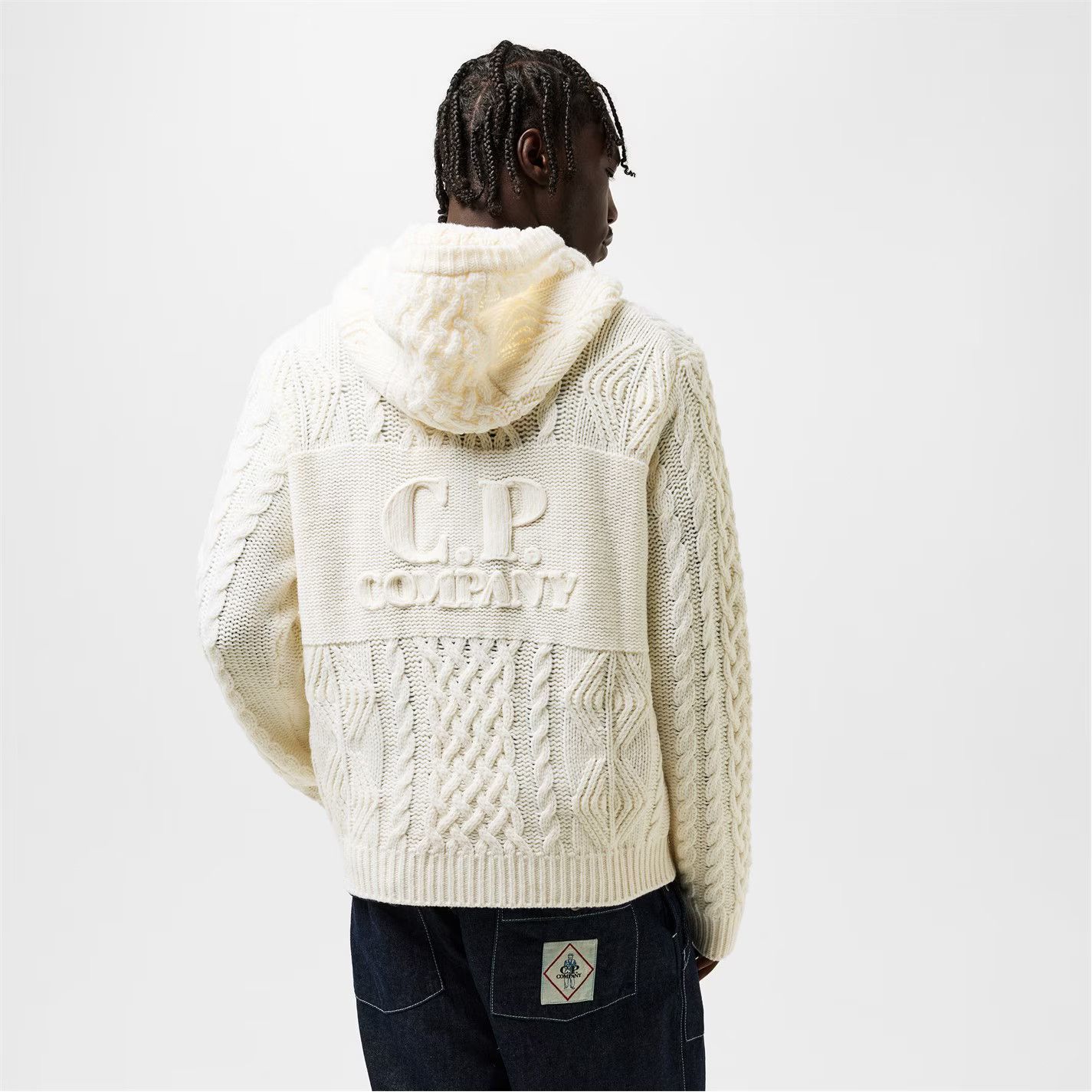 C.P. Company o1g2r1mq0426 Hooded Cardigan in Ivory Size US XL / EU 56 / 4 - 3 Thumbnail