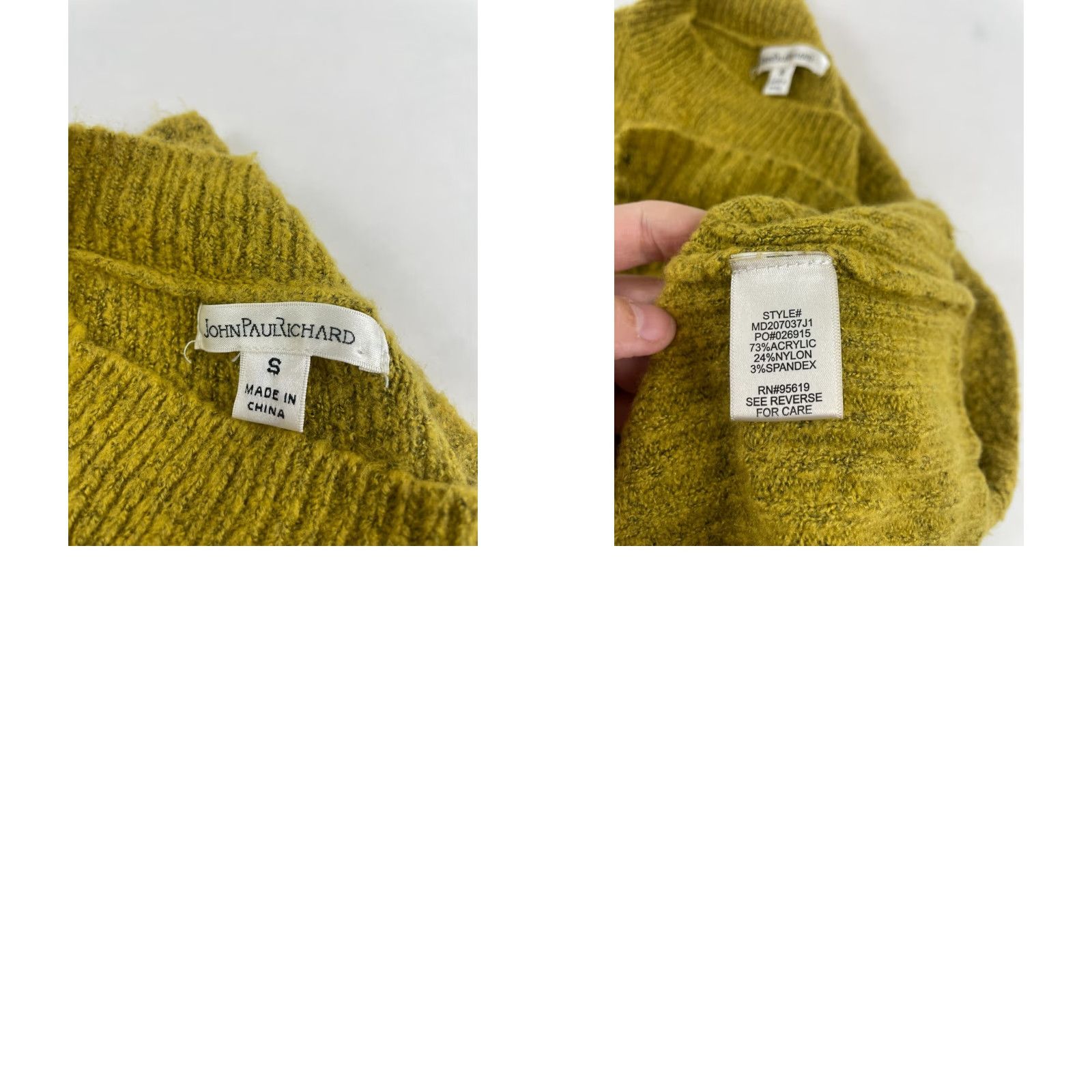 Vintage John Paul Richard Sweater Women's Small Mustard Pullover Lace-Up Rib Detail Crew Neck Size S / US 4 / IT 40 - 8 Thumbnail
