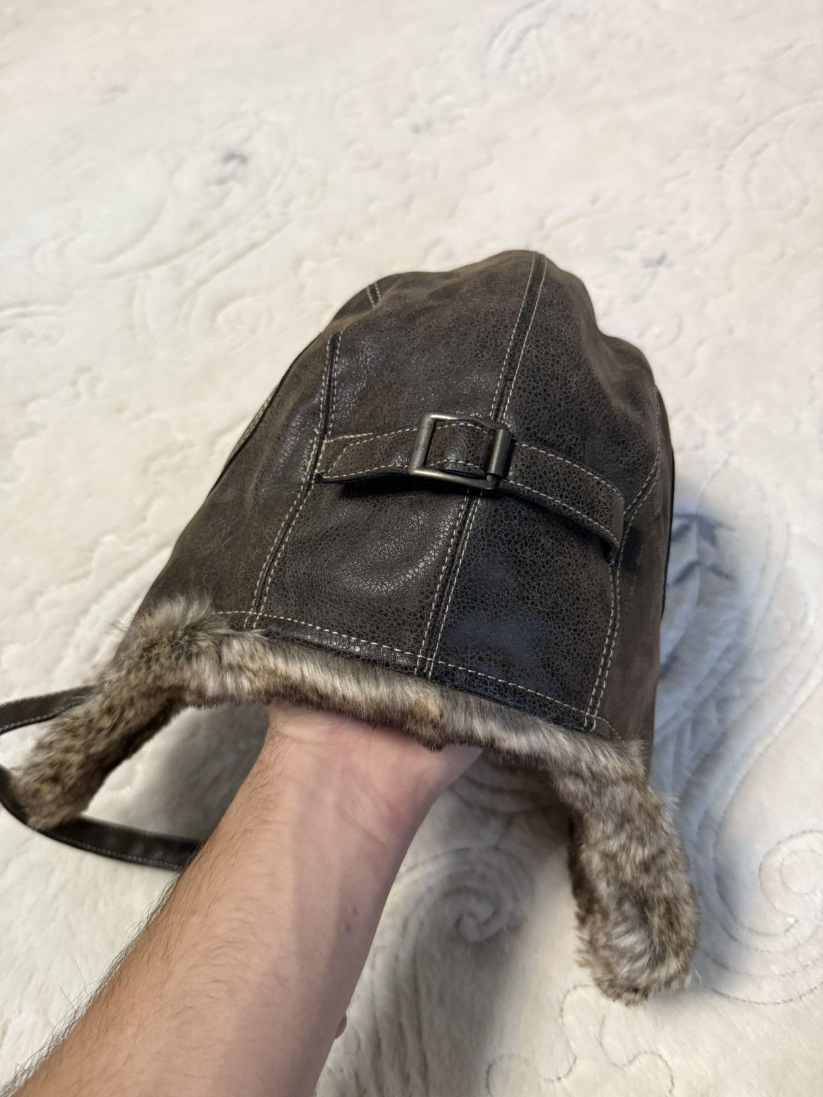 Other Vintage Streetwear Unisex Faux Fur Leather Fashion Ushanka Size 34 - 3 Thumbnail